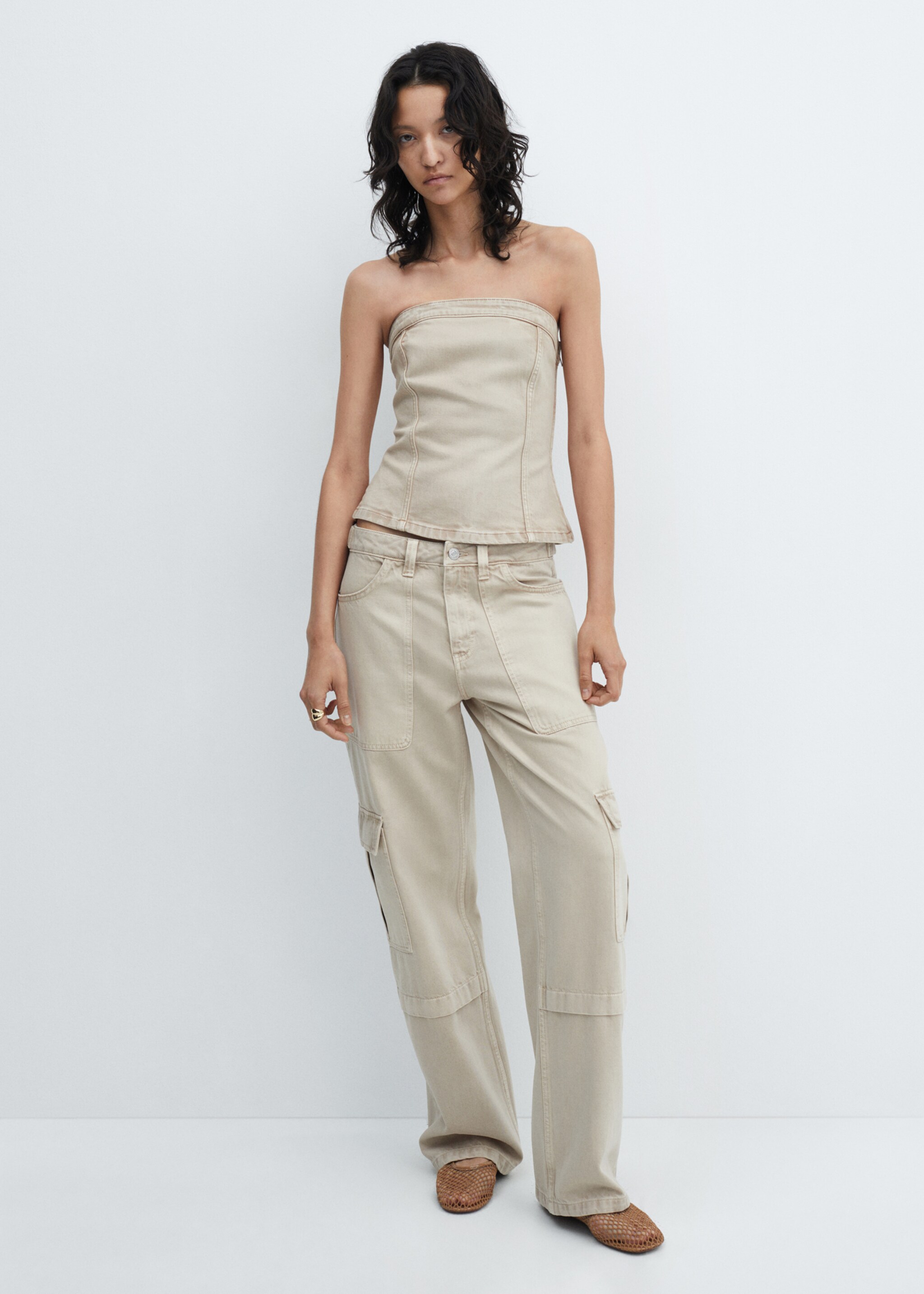 Denim strapless top - General plane
