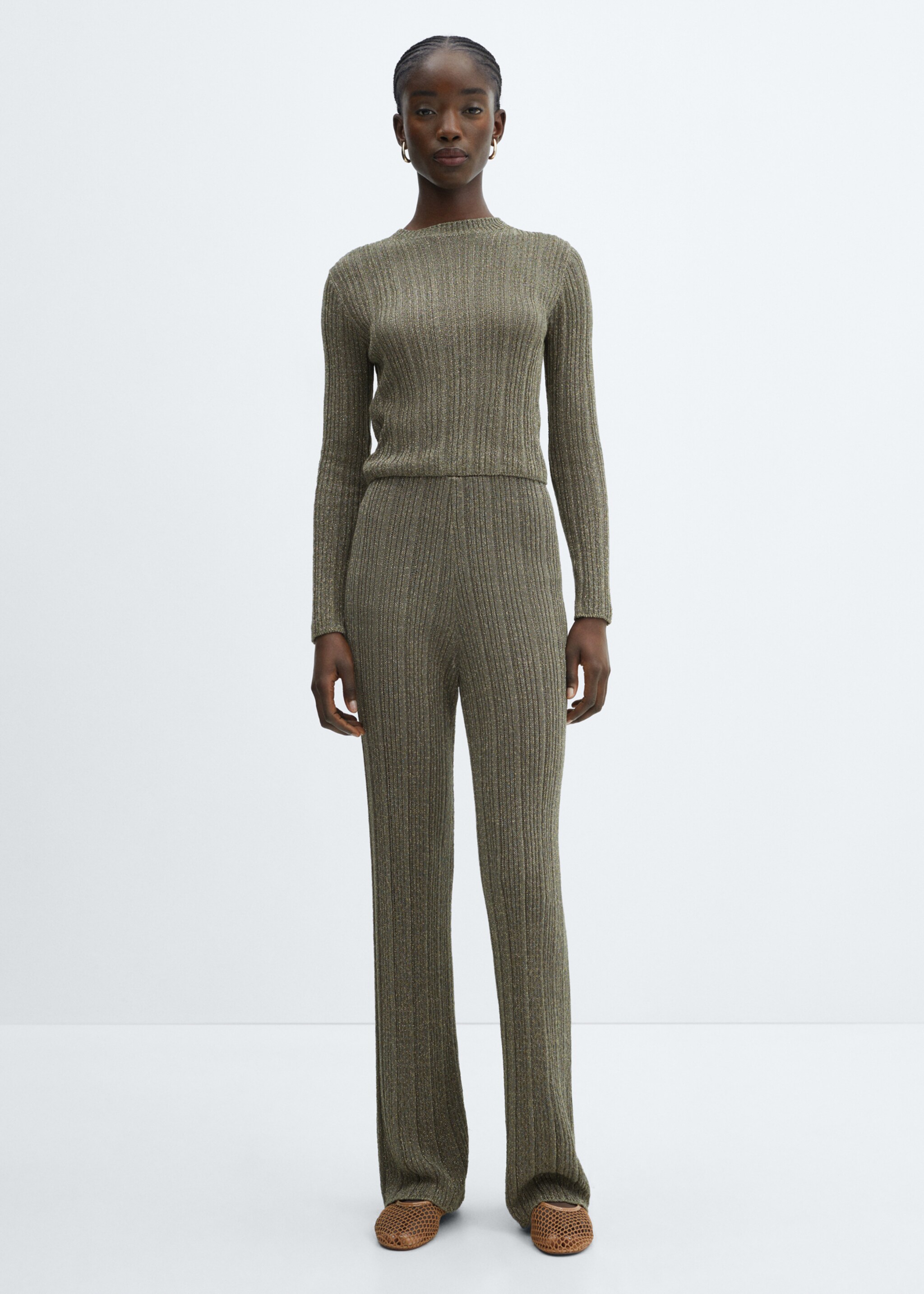 Lurex sweater with perkins neck - General plane