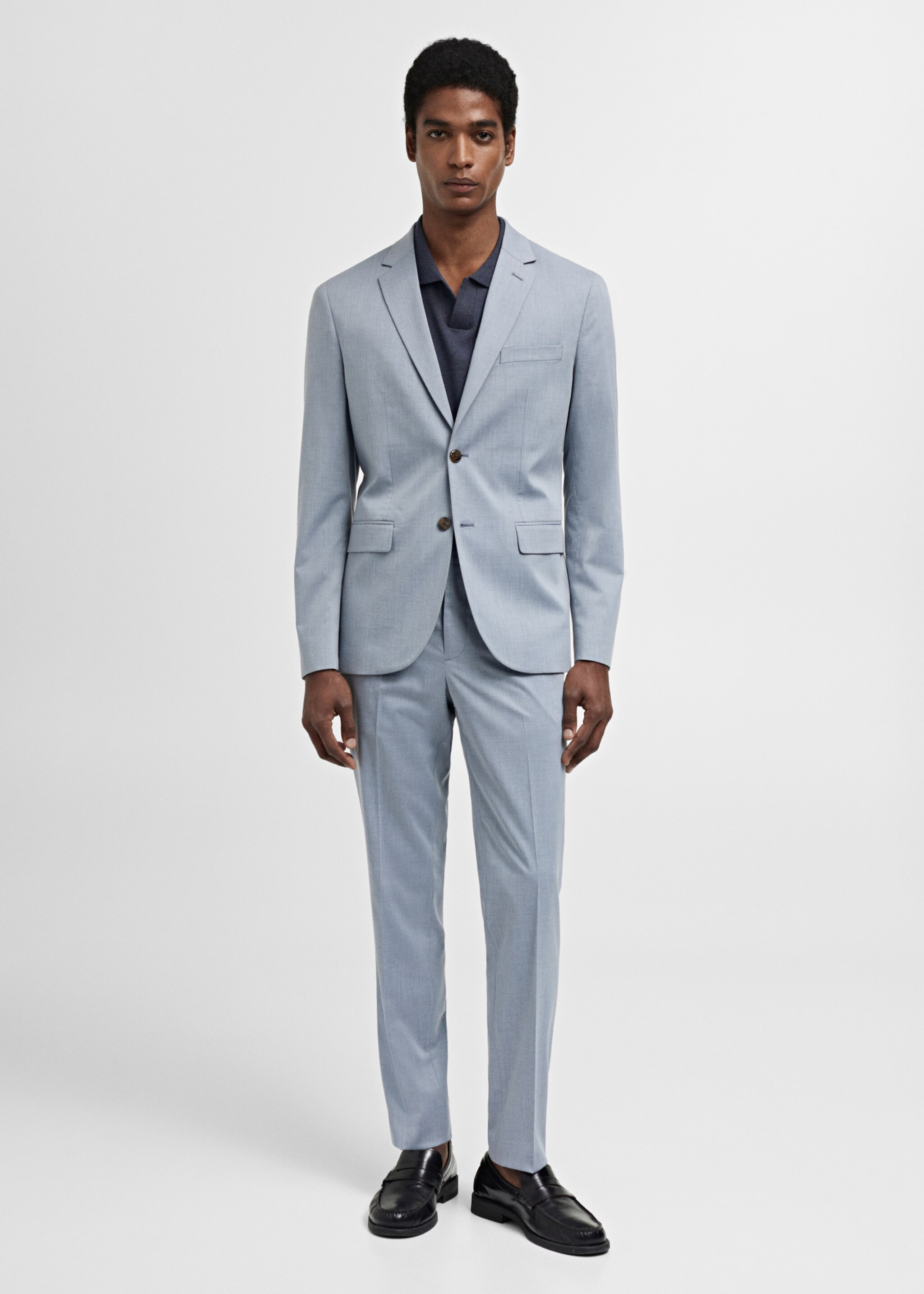 Stretch fabric super slim-fit suit trousers - General plane, Sky Blue. Ref: 67025985-00.