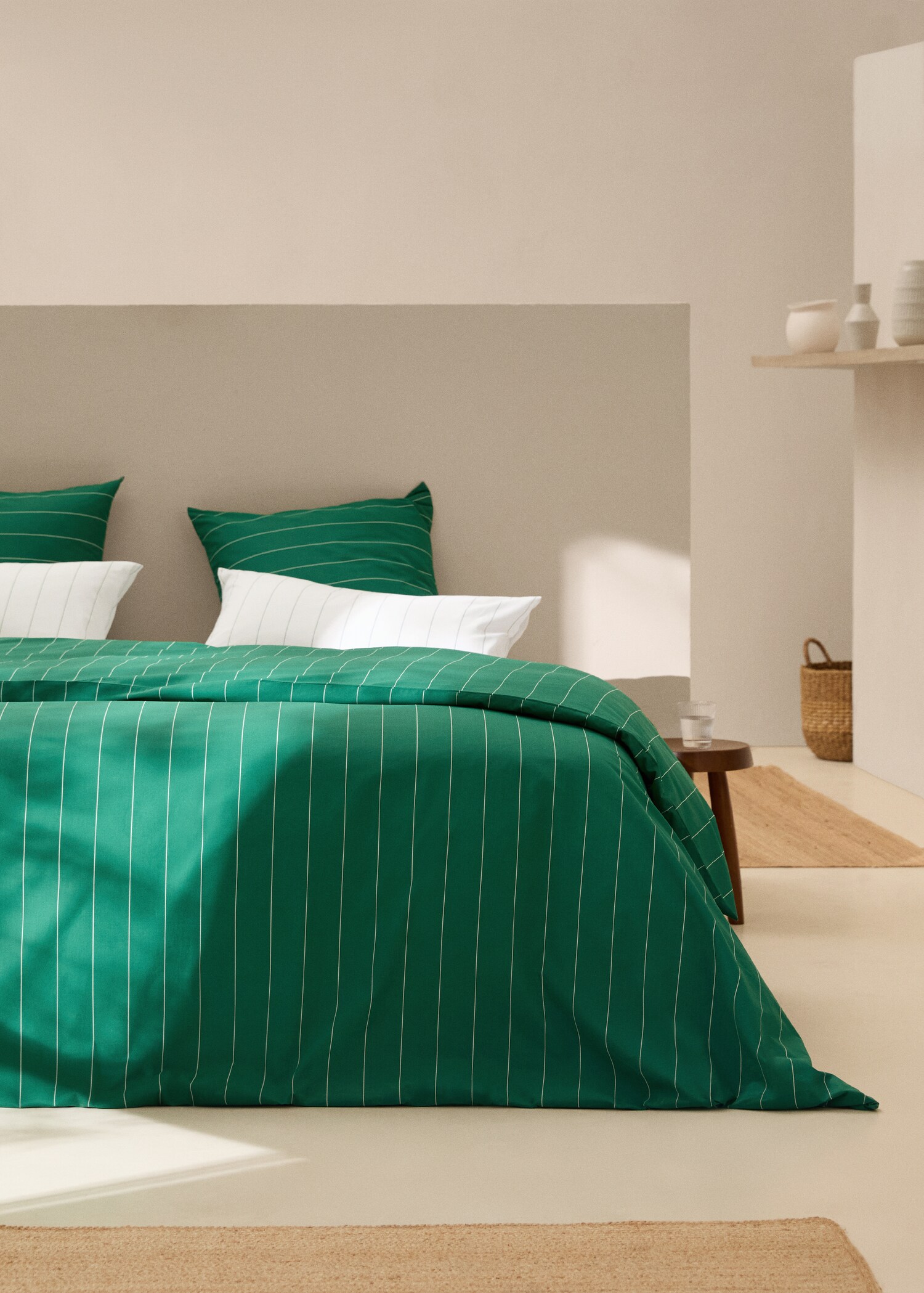 Striped cotton duvet cover queen bed - General plane