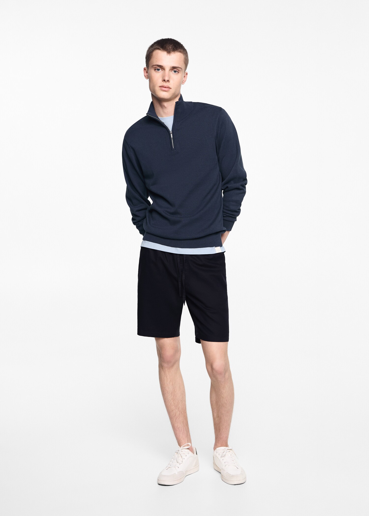 Leinen-Bermudashorts mit Kordelzug - Allgemeine Ansicht