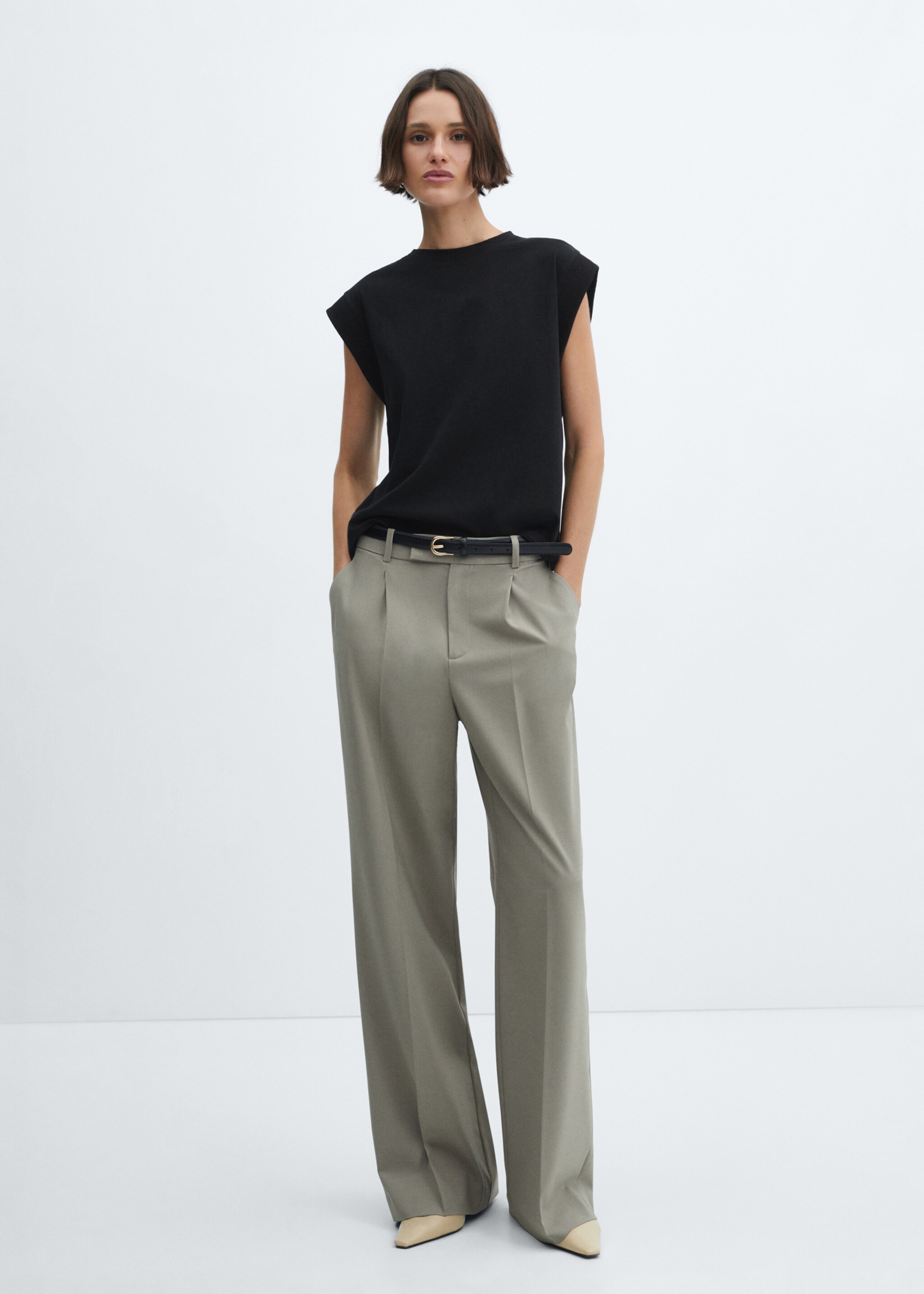 Rounded neck cotton t-shirt - General plane, Black. Ref: 67026328-00.