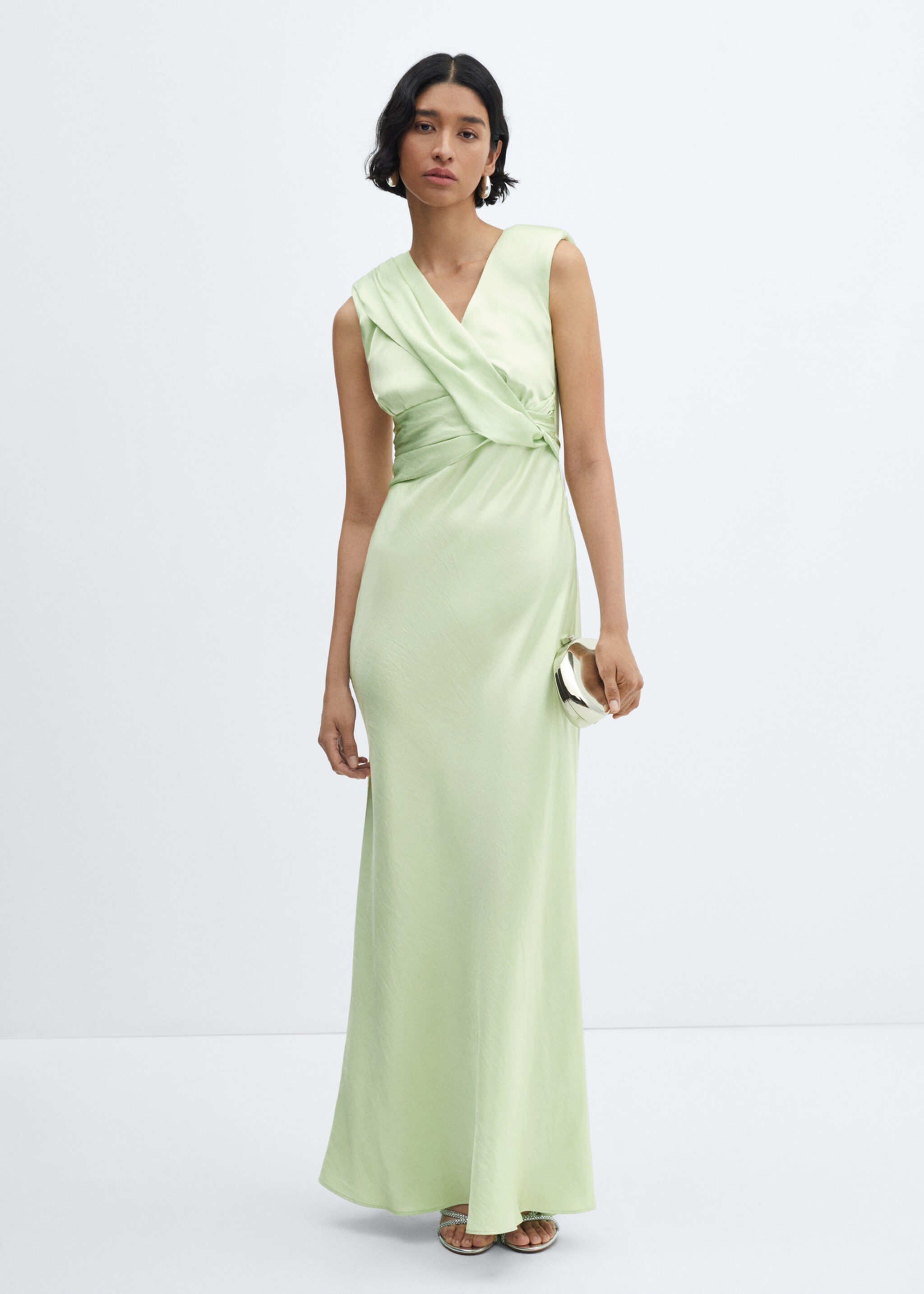 Wrapped satin dress - General plane, Green. Ref: 67026337-00.