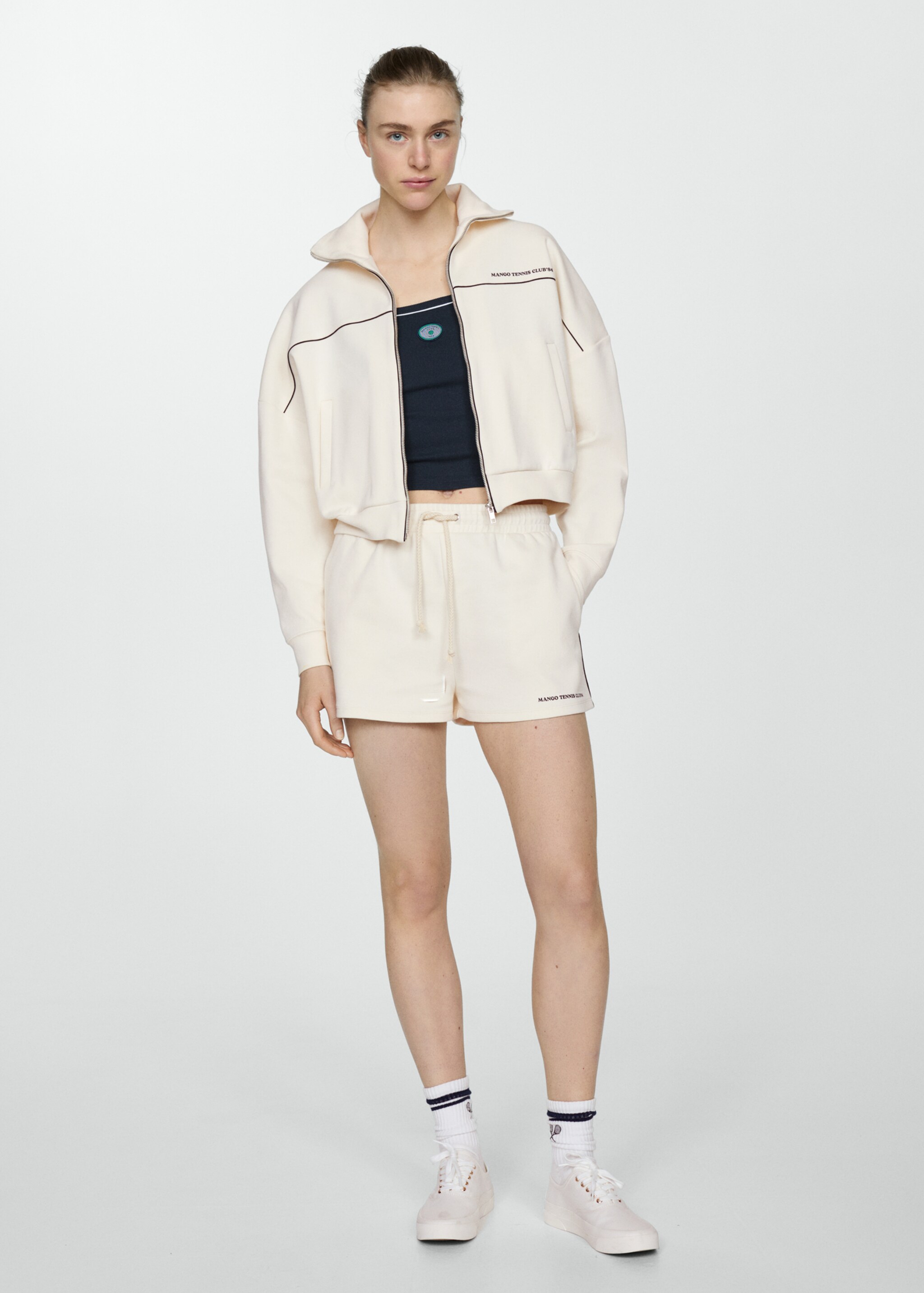 Knitted shorts with logo - General plane, Ecru. Ref: 67027146-00.