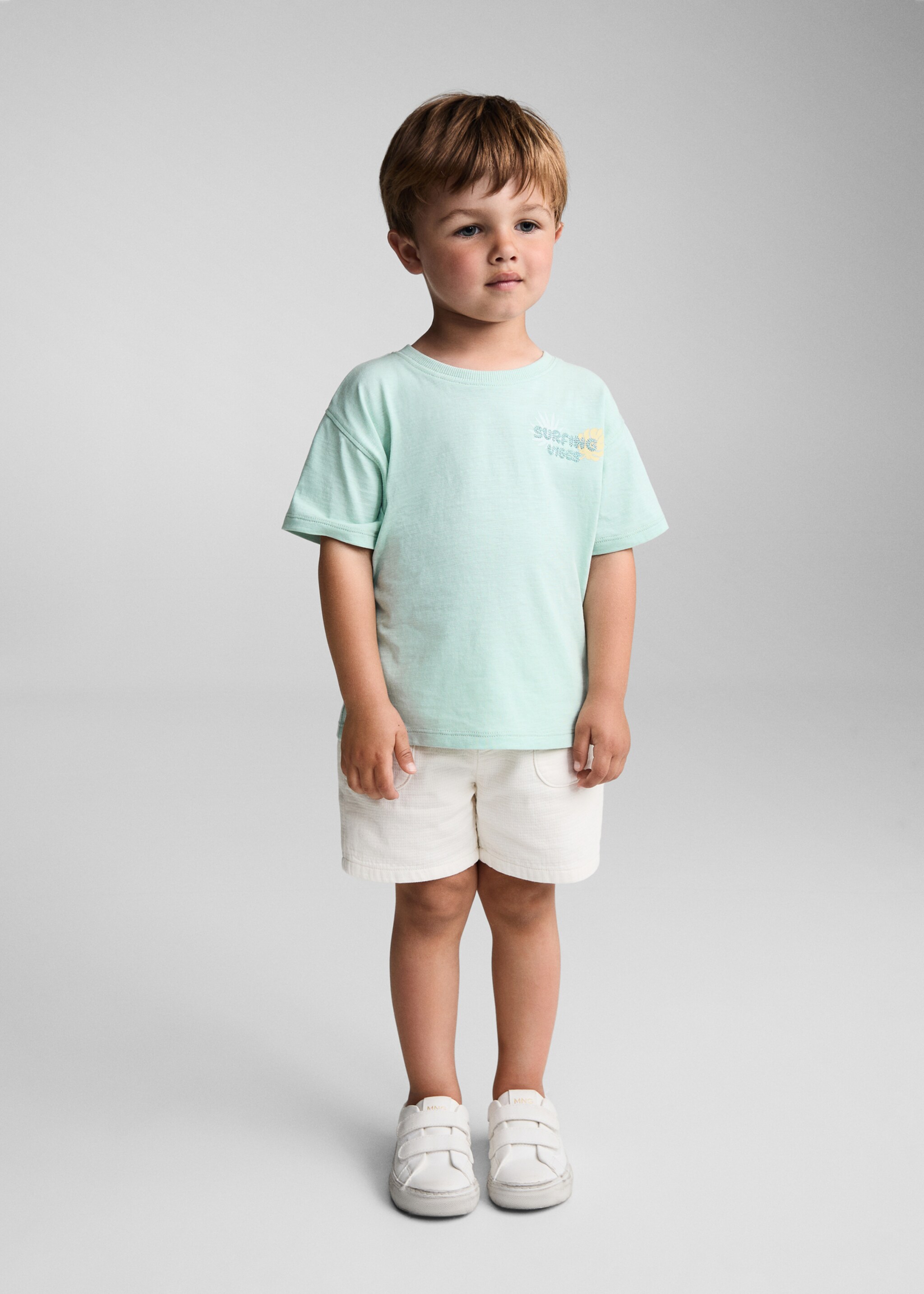 Embroidered message T-shirt - General plane, Aqua Green. Ref: 67027716-00.