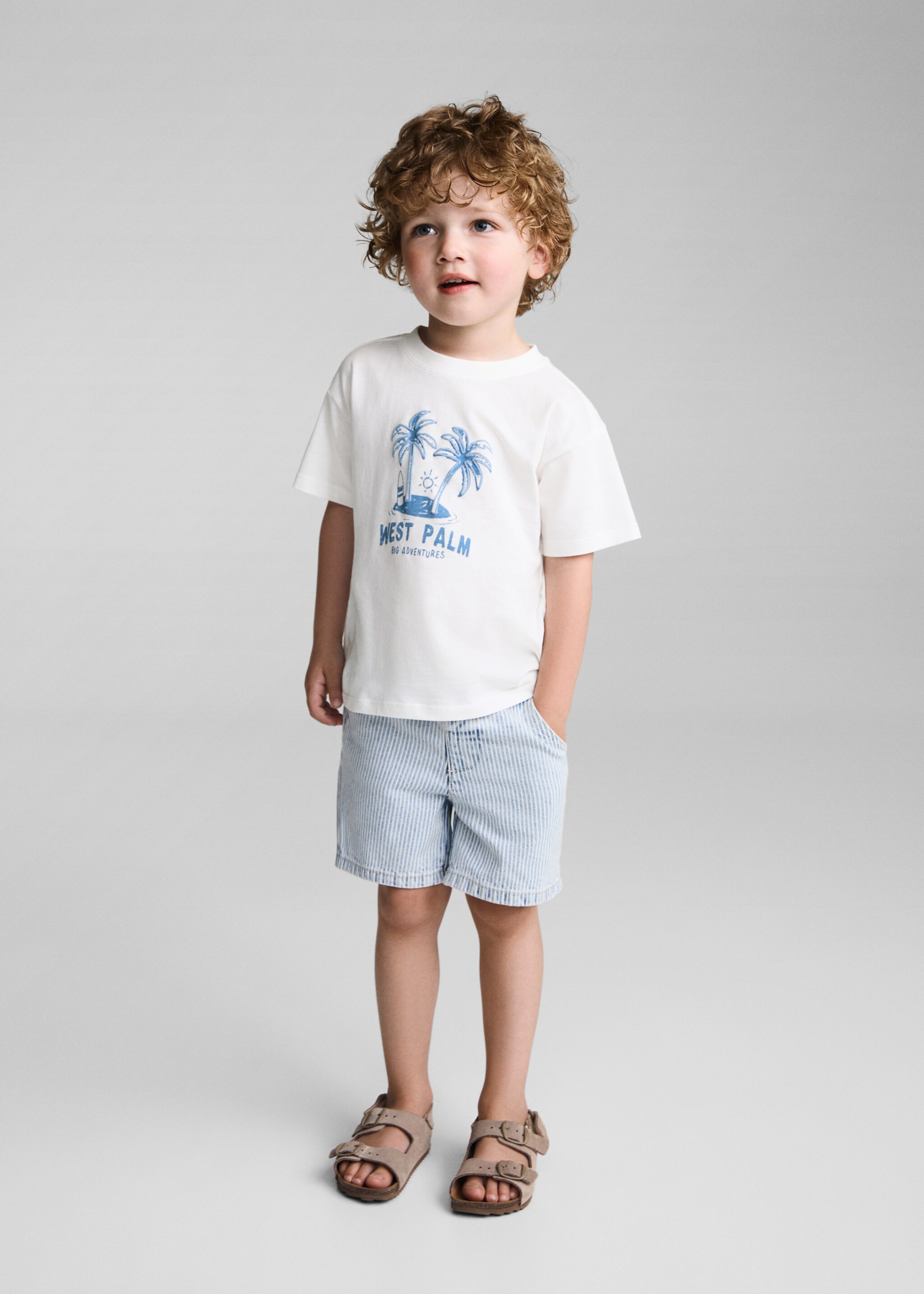 T-shirt coton imprimé - Plan général, Blanc cassé. Ref: 67027722-00.