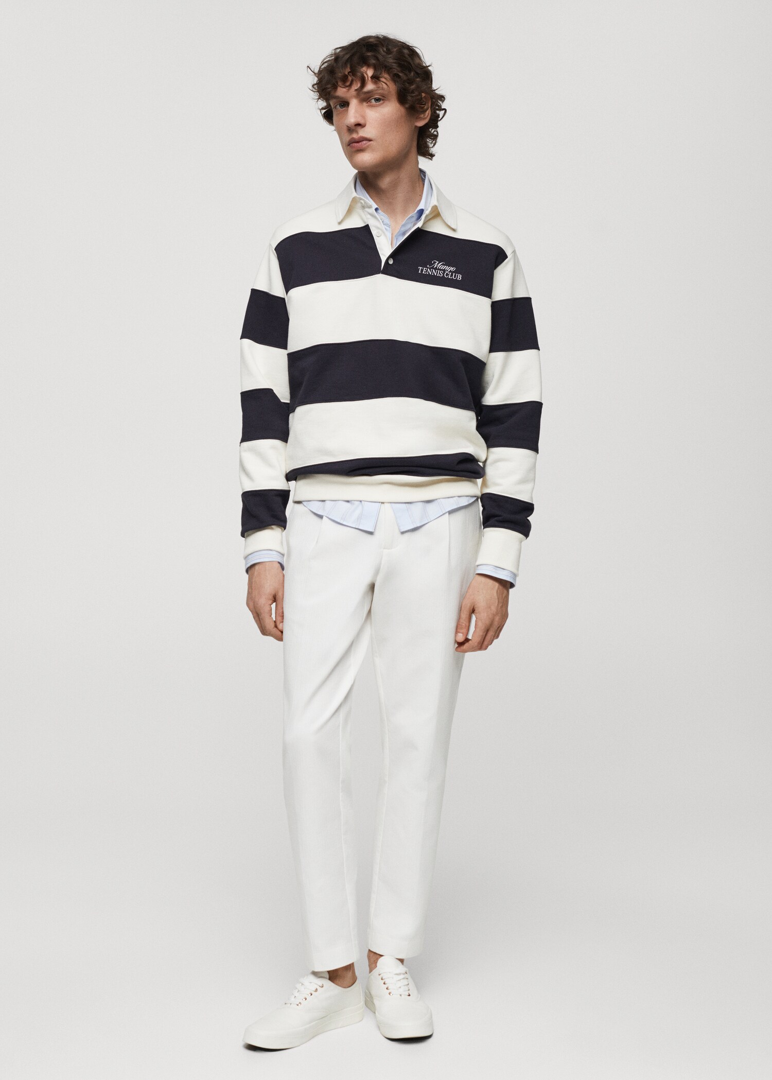 Embroidered striped polo sweatshirt - General plane