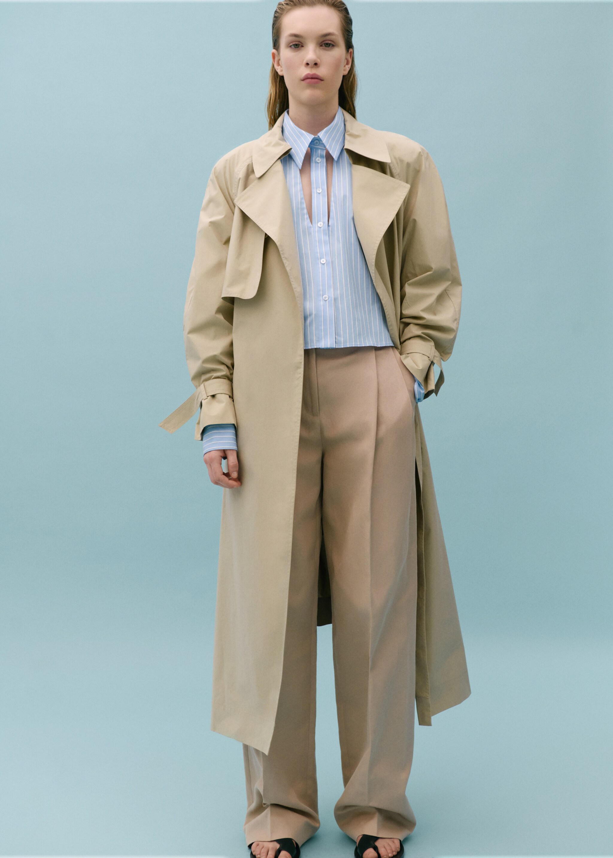Straight-fit pleated trousers - General plane