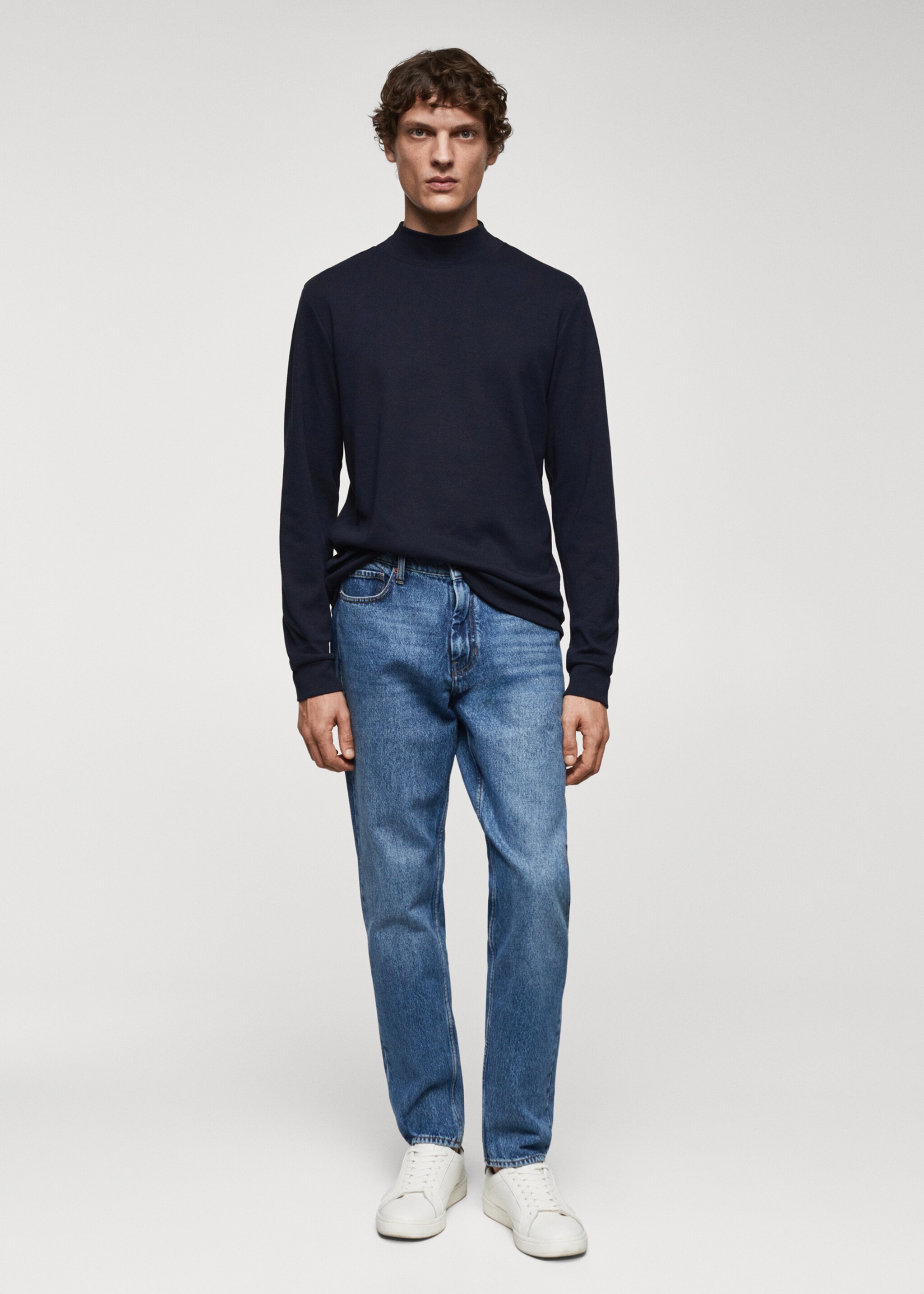 Perkins-neck long-sleeved t-shirt - General plane, Dark Navy. Ref: 67030442-00.