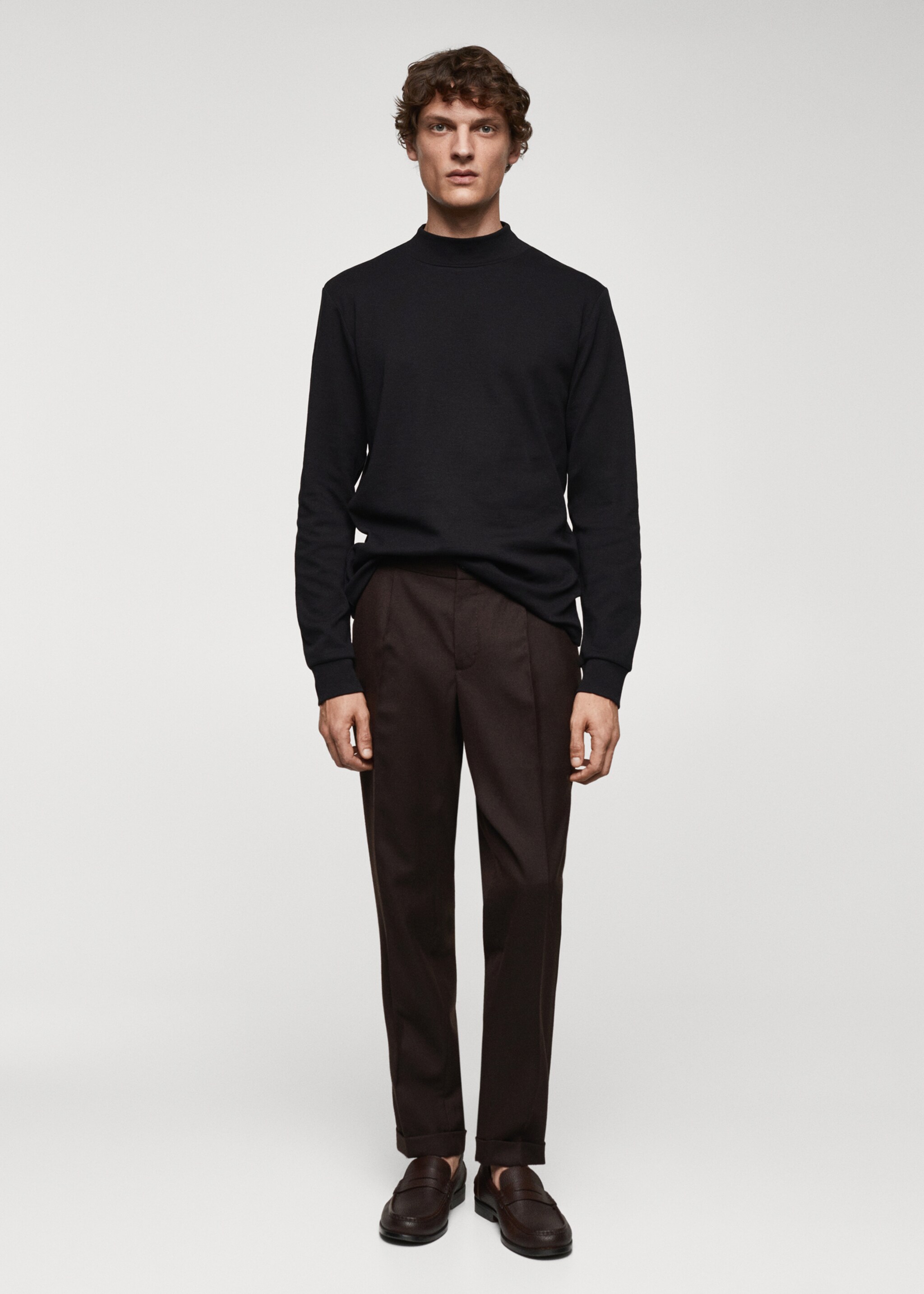 Perkins-neck long-sleeved t-shirt - General plane, Black. Ref: 67030442-00.