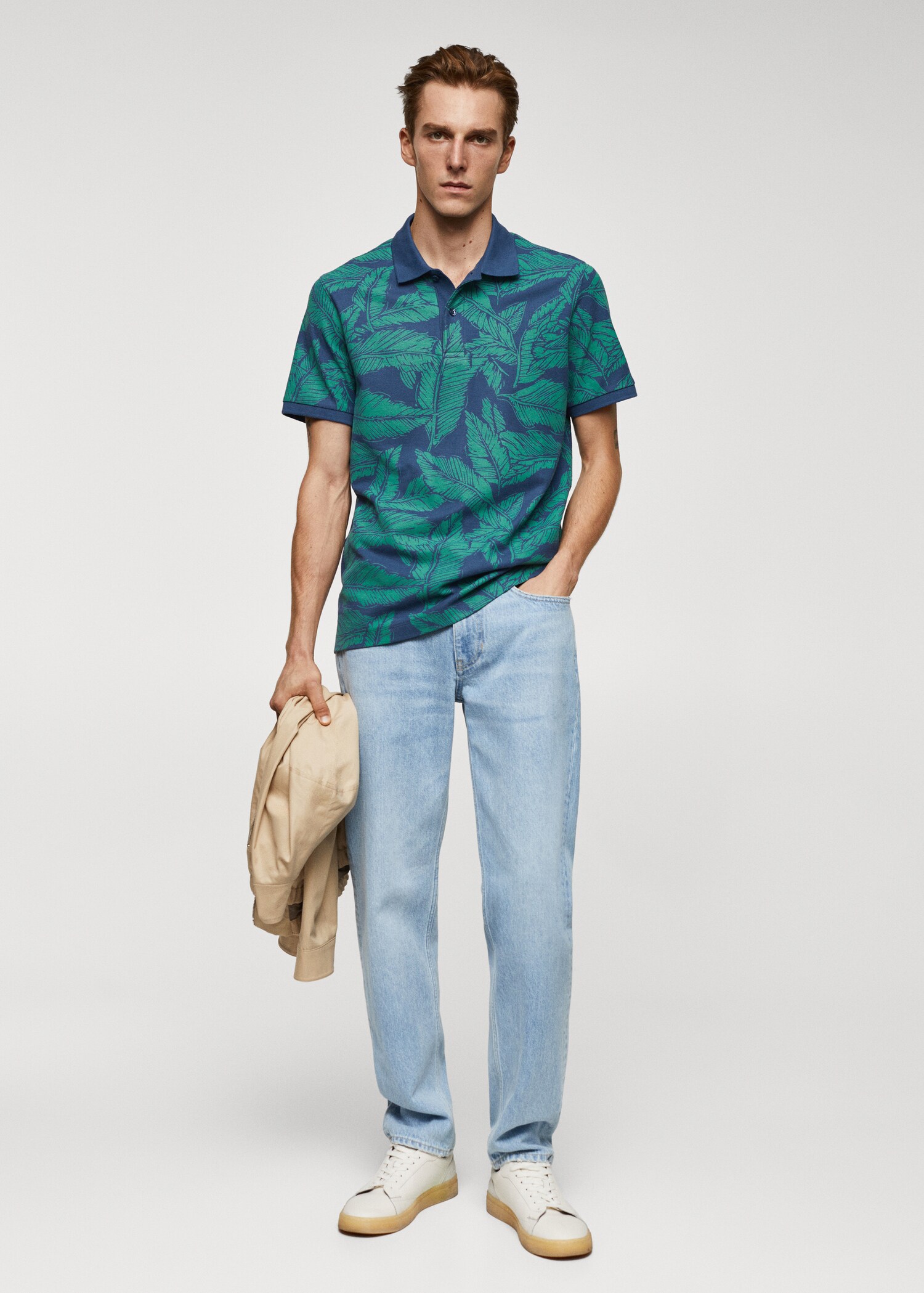 Tropical print cotton polo shirt - General plane