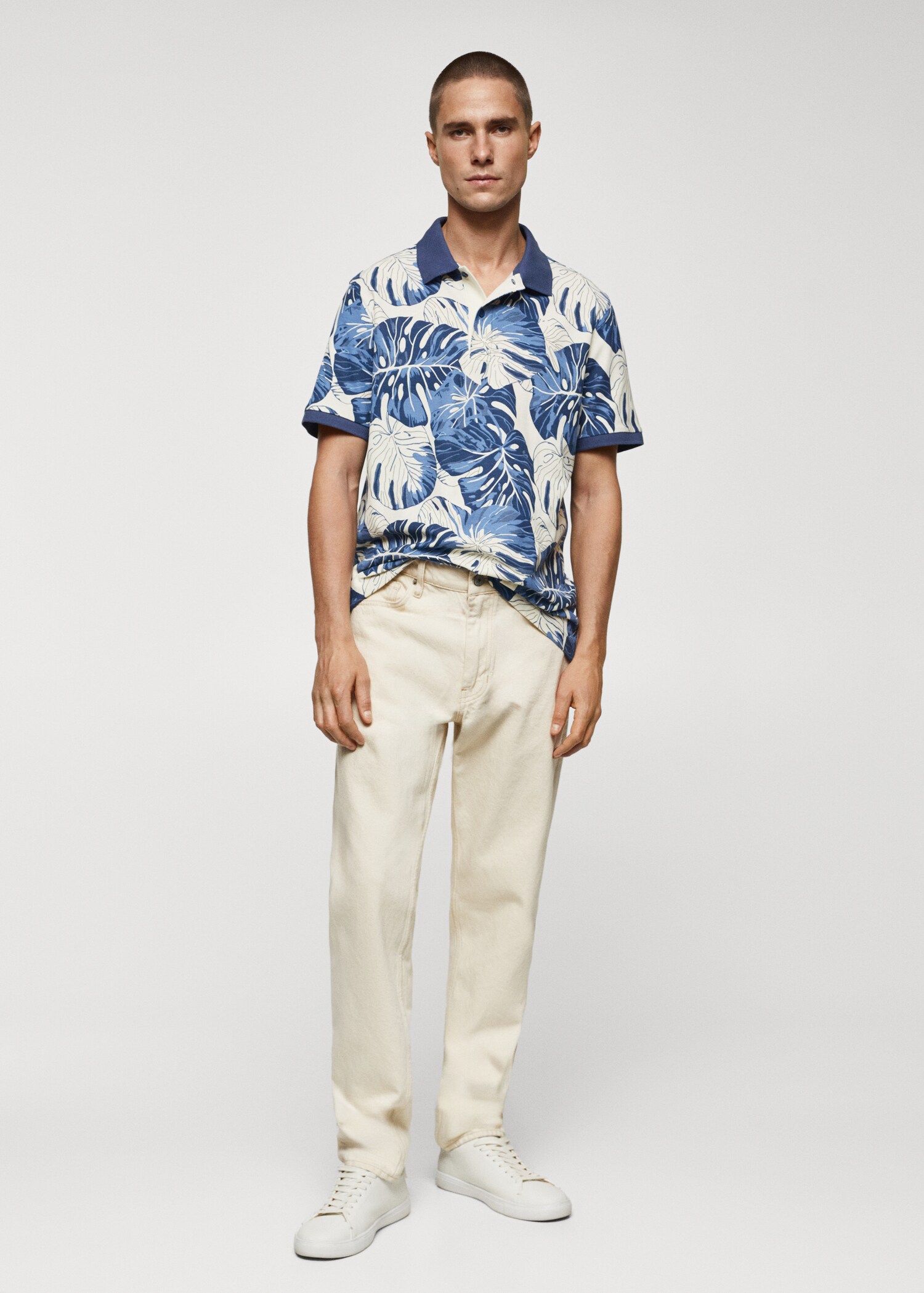 Tropical print cotton polo shirt - General plane