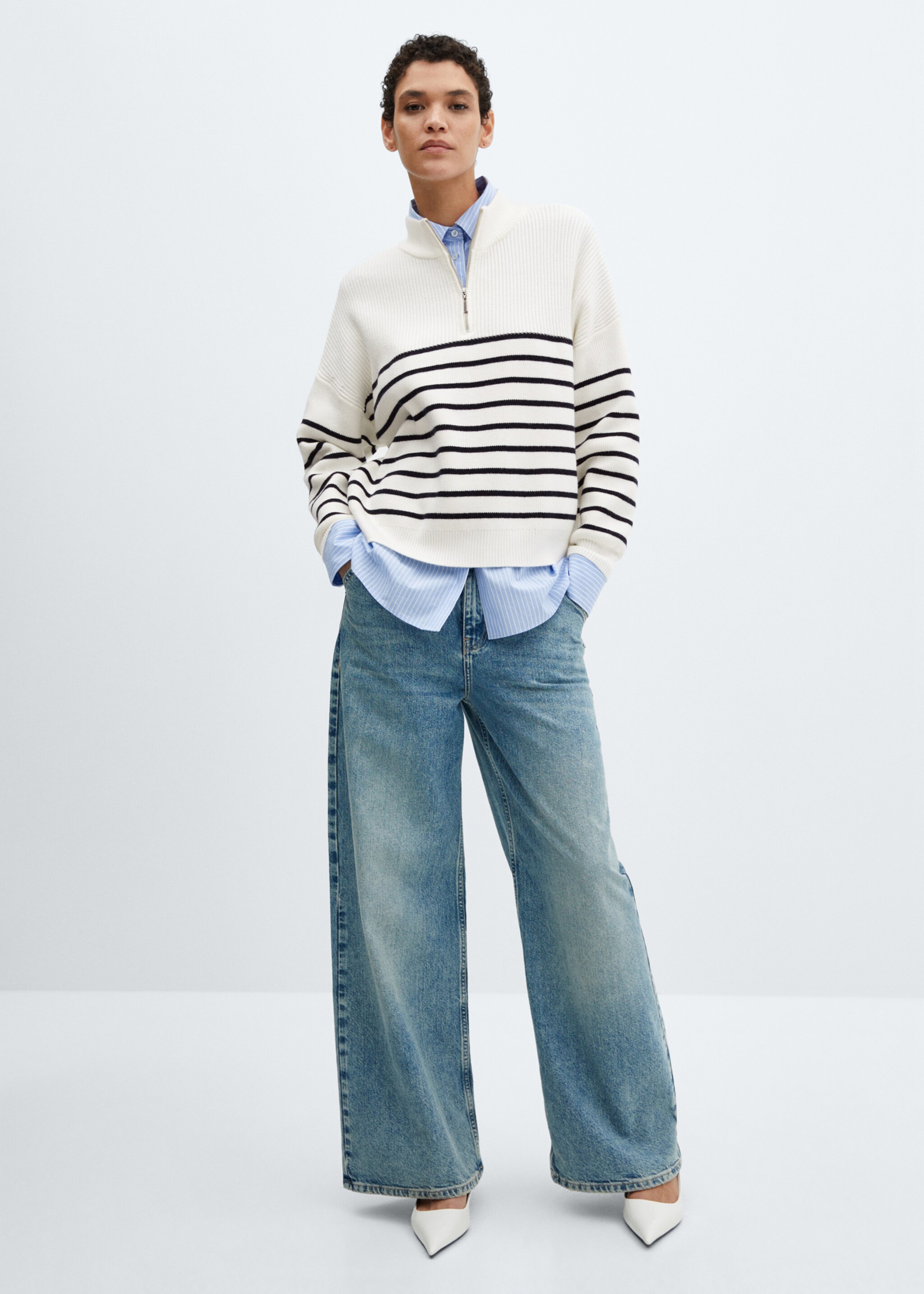 Pull-over zippé rayures - Plan général