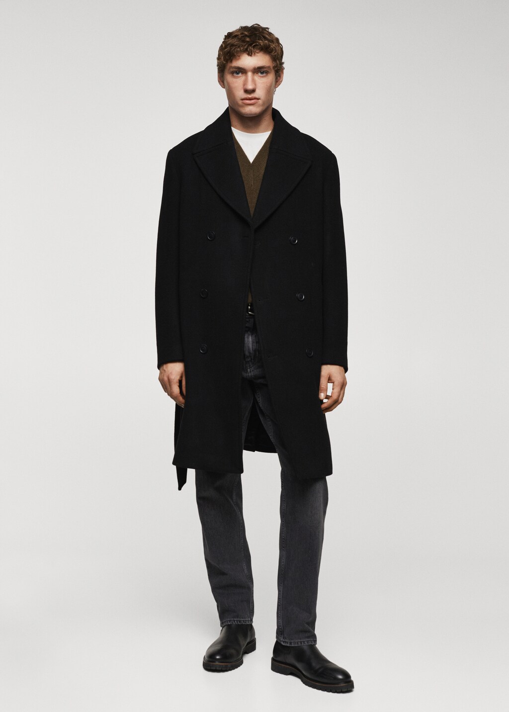 Handmade wool coat with belt - Men | MANGO OUTLET USA Handmade wool coat with belt - Men | MANGO OUTLET USA
