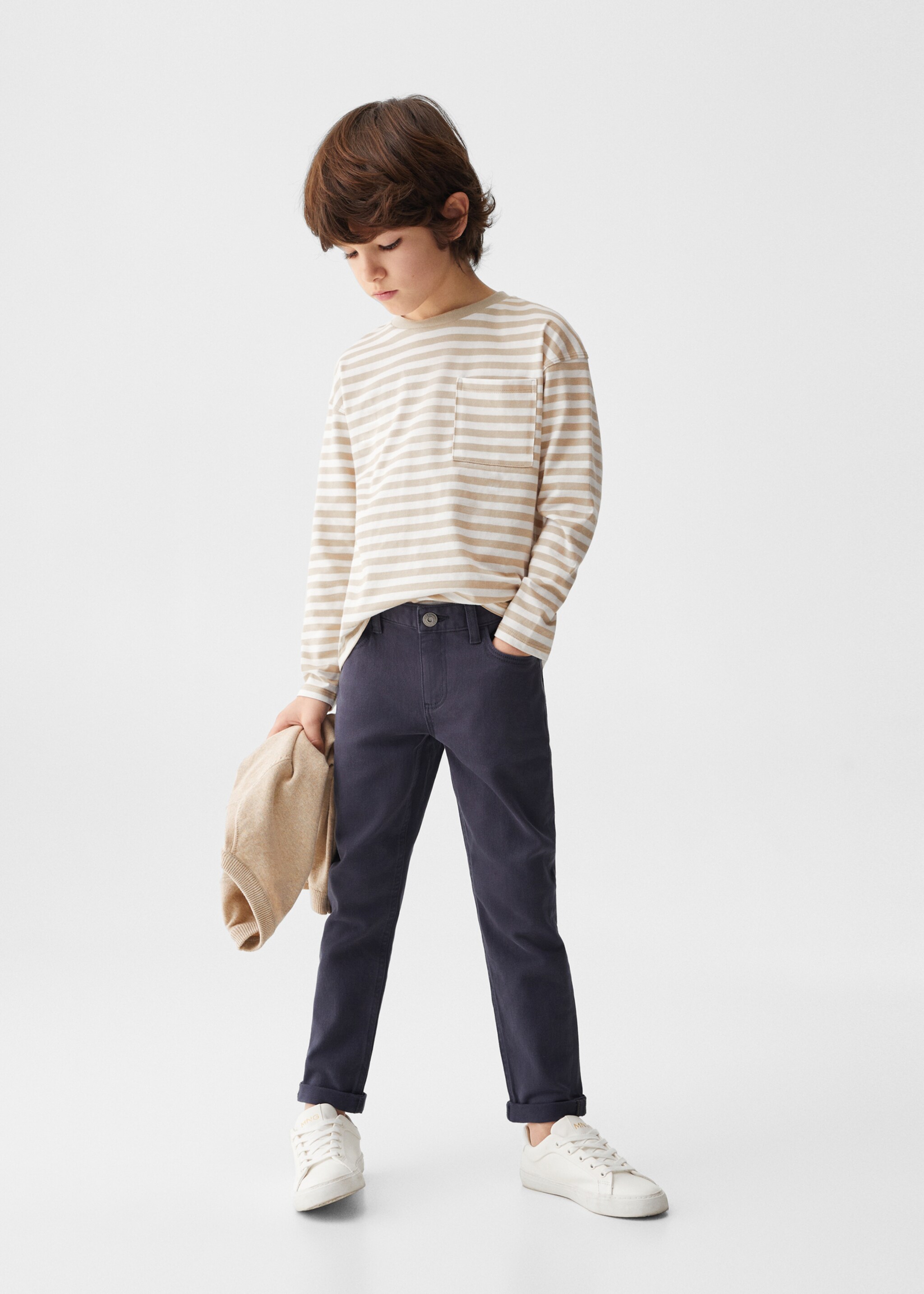 Striped long sleeves t-shirt - General plane, Light/Pastel Grey. Ref: 67030653-00.