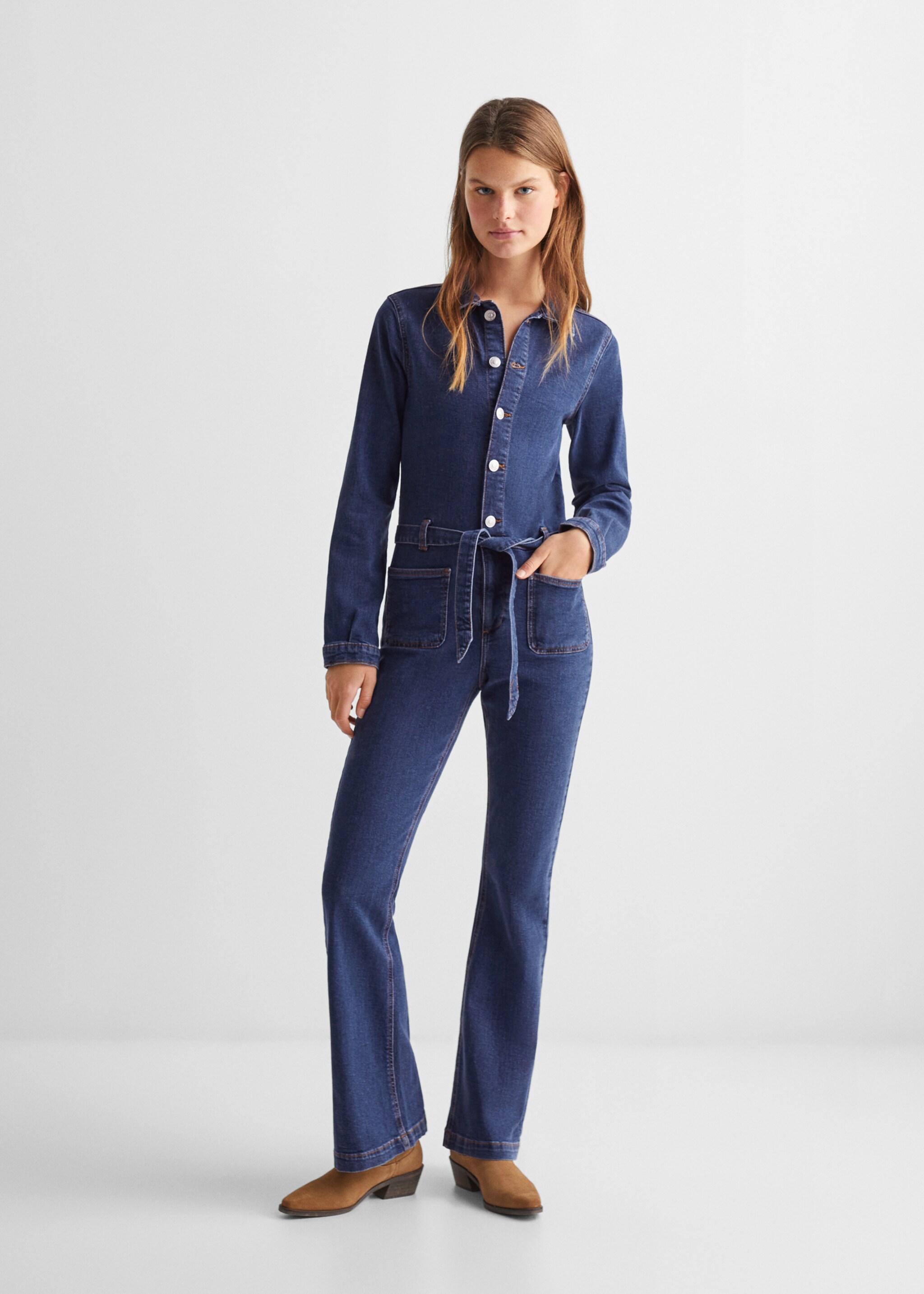 Spijkerjumpsuit met knopen - Overzichtstekening