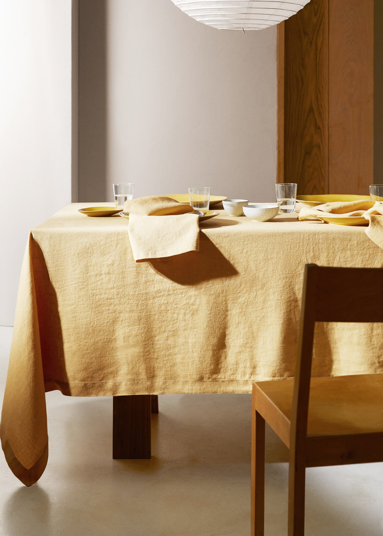 Tischdecke aus 100 % Leinen mit Steppstichdetails 170 x 250 cm - Allgemeine Ansicht
