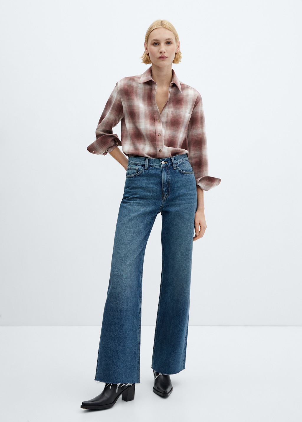 Check cotton shirt - Women | MANGO OUTLET USA