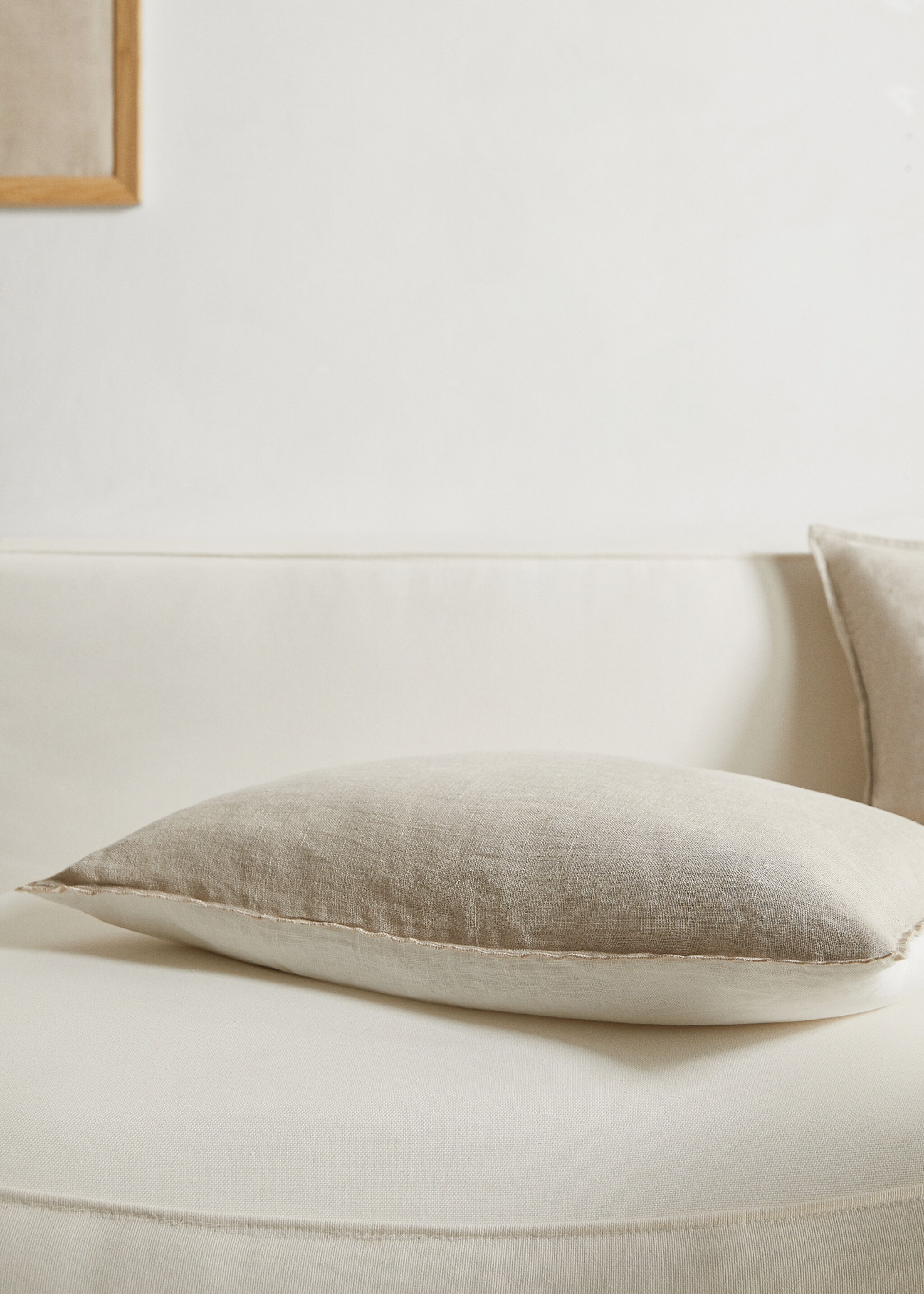 100% linen two-tone cushion case 40x60cm - General plane, Sand. Ref: 67034072-00.