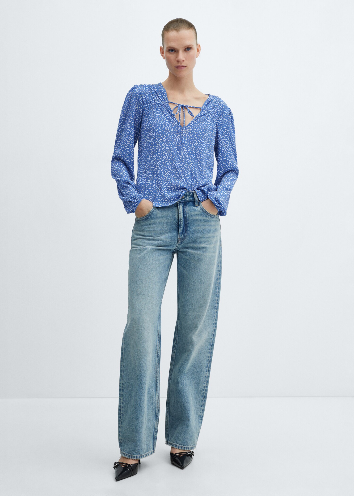 Blouse imprimée nœud - Plan général