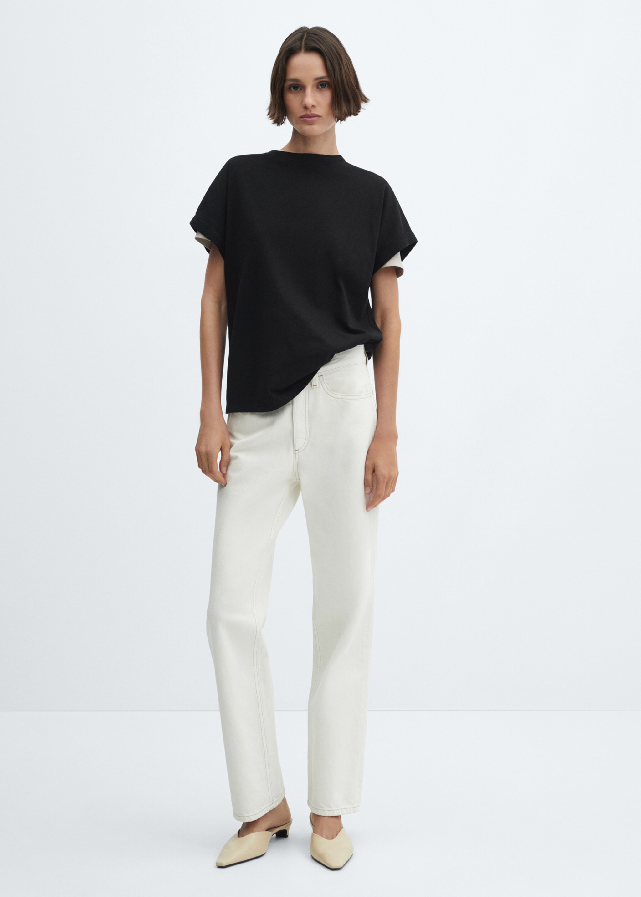 T-shirt coton col rond - Plan général
