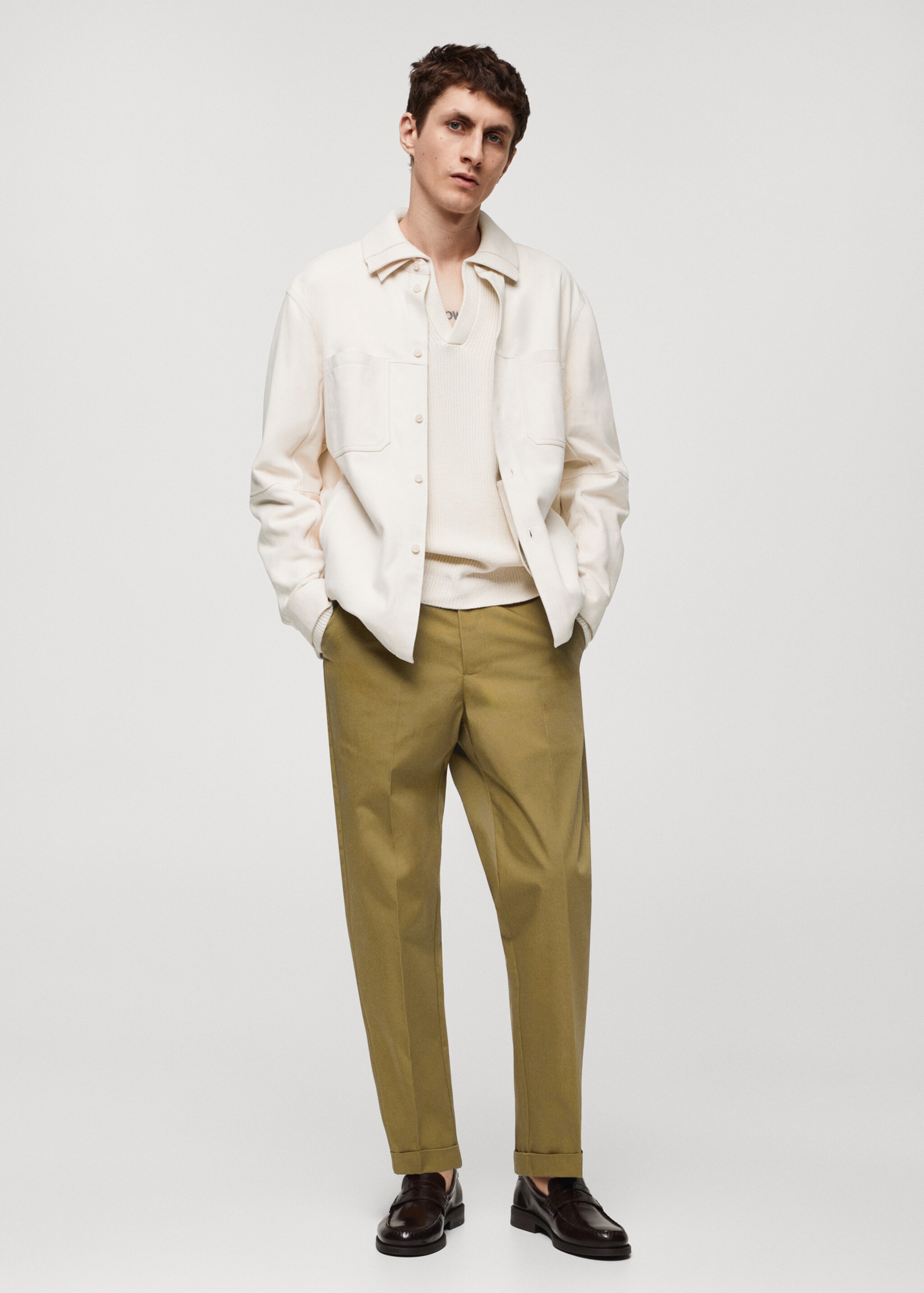 Pantalón algodón straight fit vuelta - Plano general