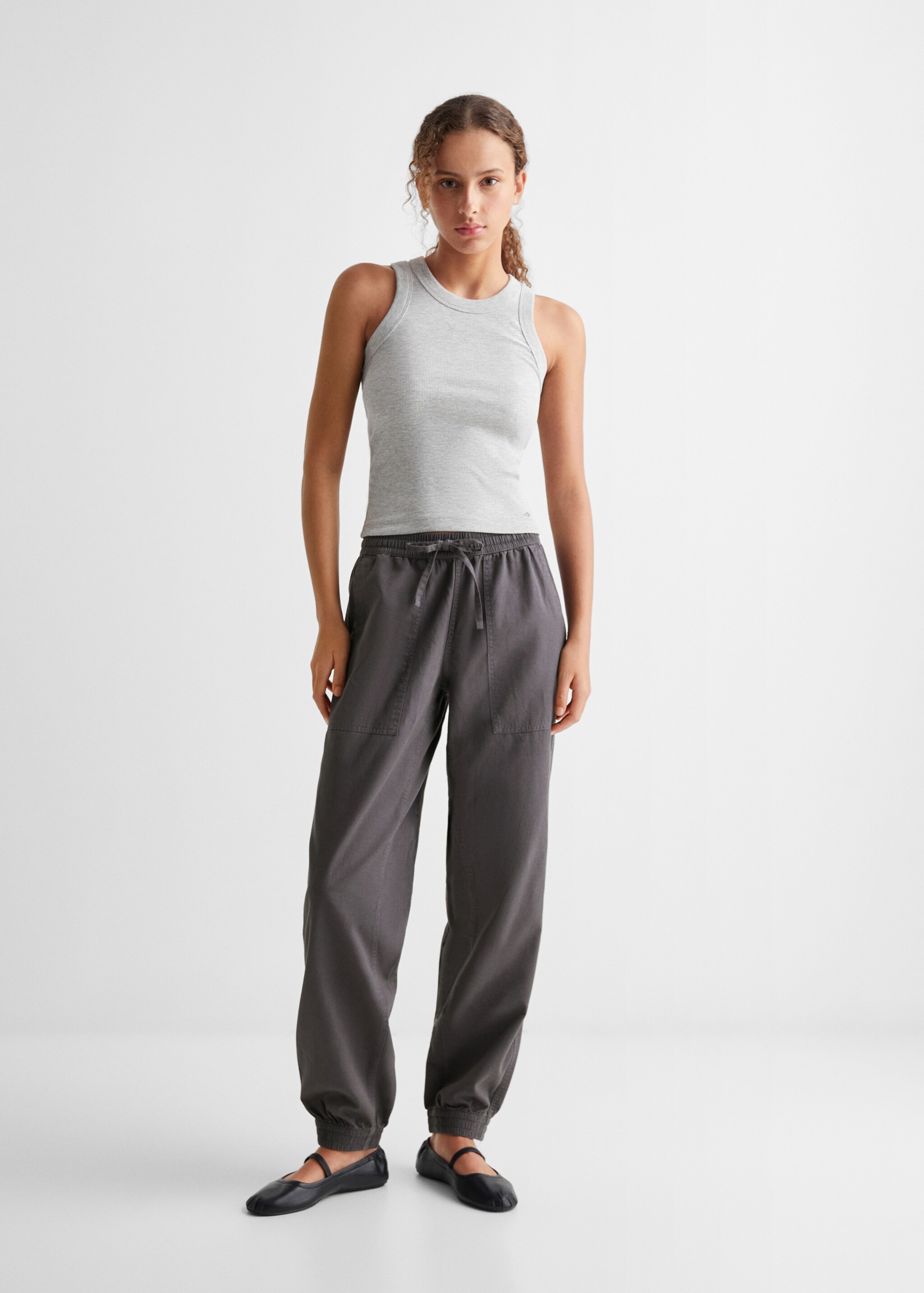 Cotton jogger-style trousers - General plane, Charcoal. Ref: 67035154-00.