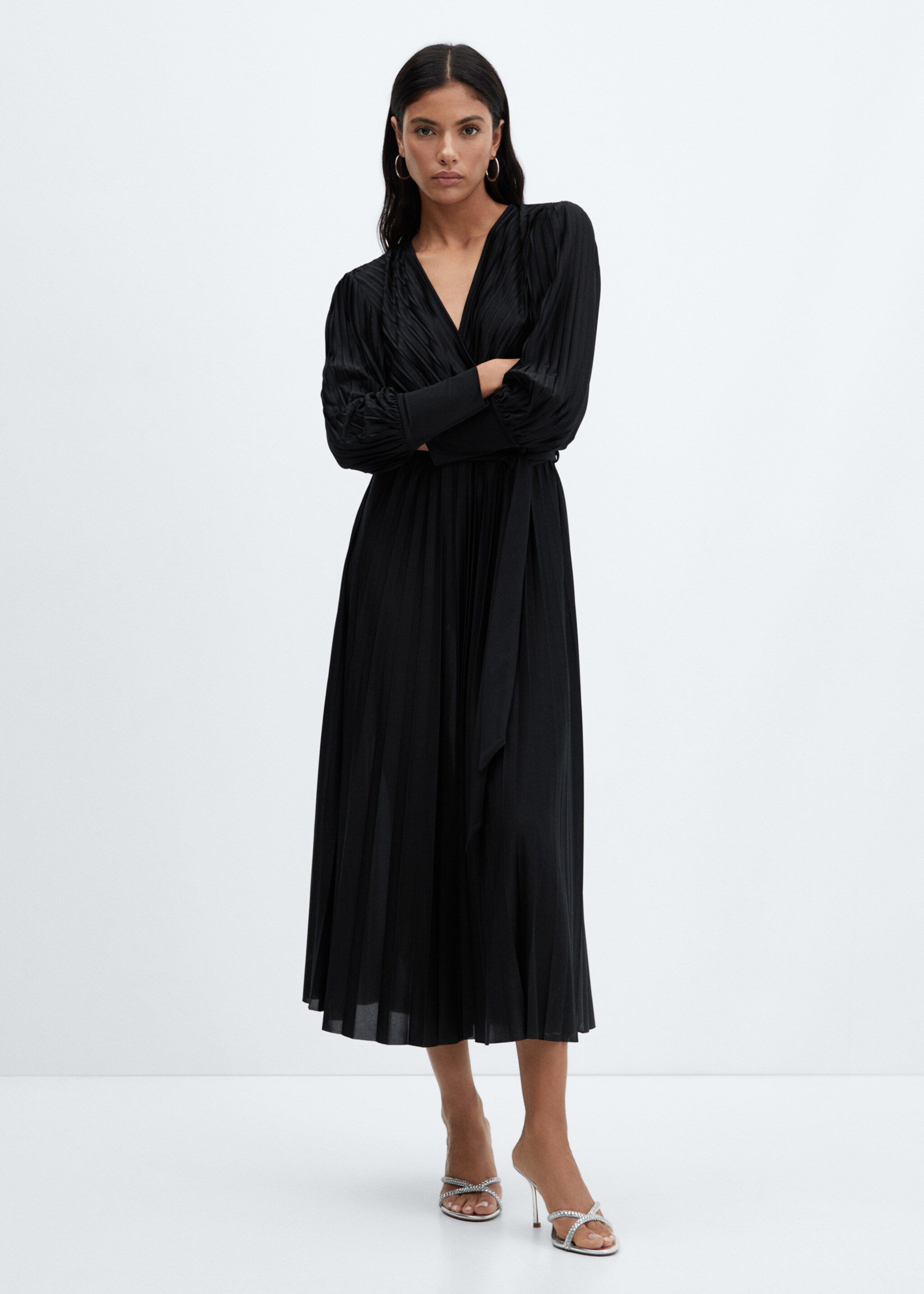 Pleated wrap dress - General plane