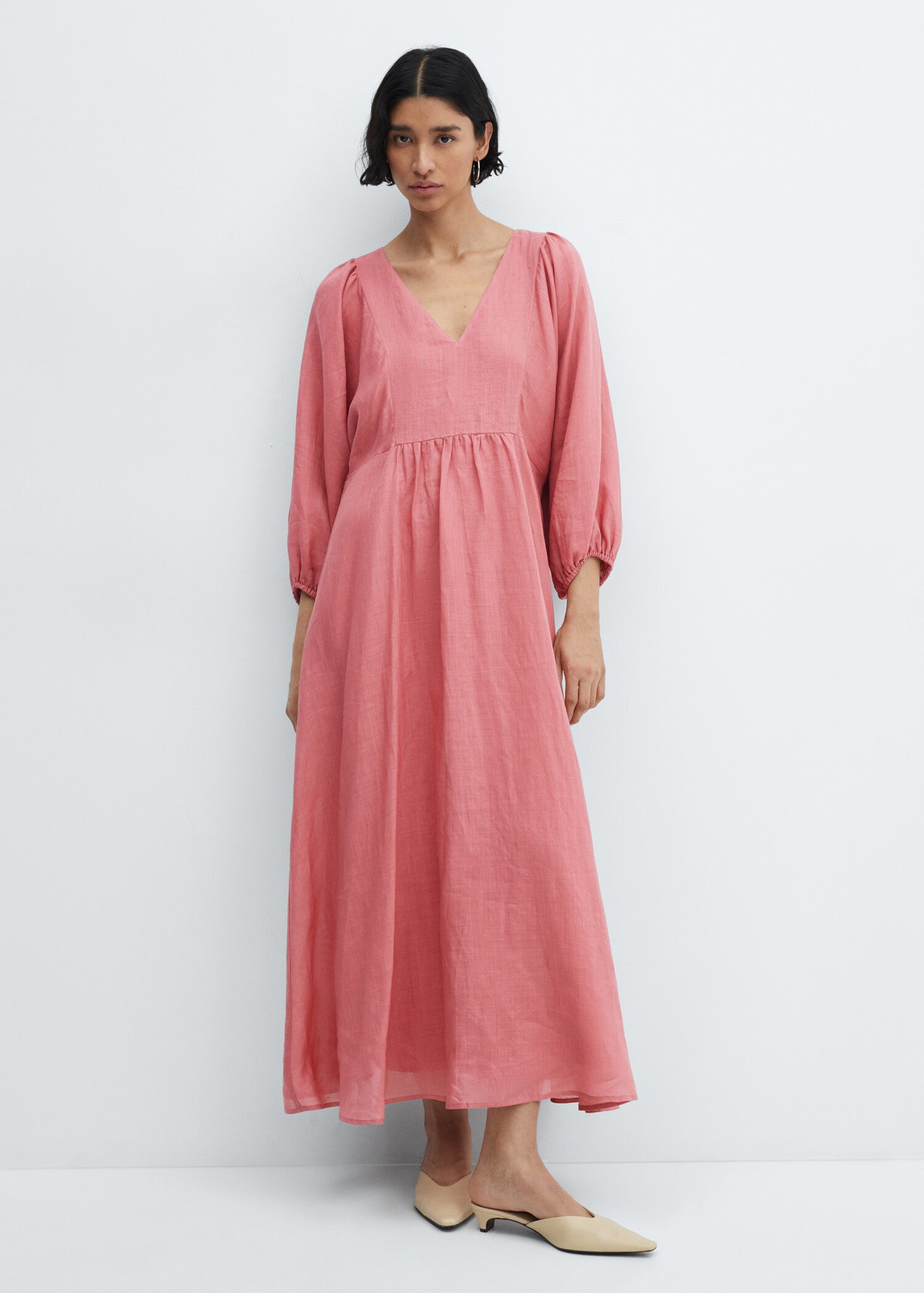 Ramie puff sleeve dress - General plane