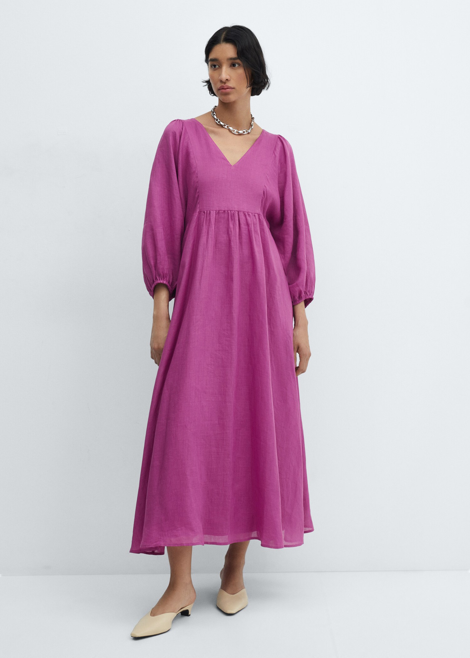 Ramie puff sleeve dress - General plane