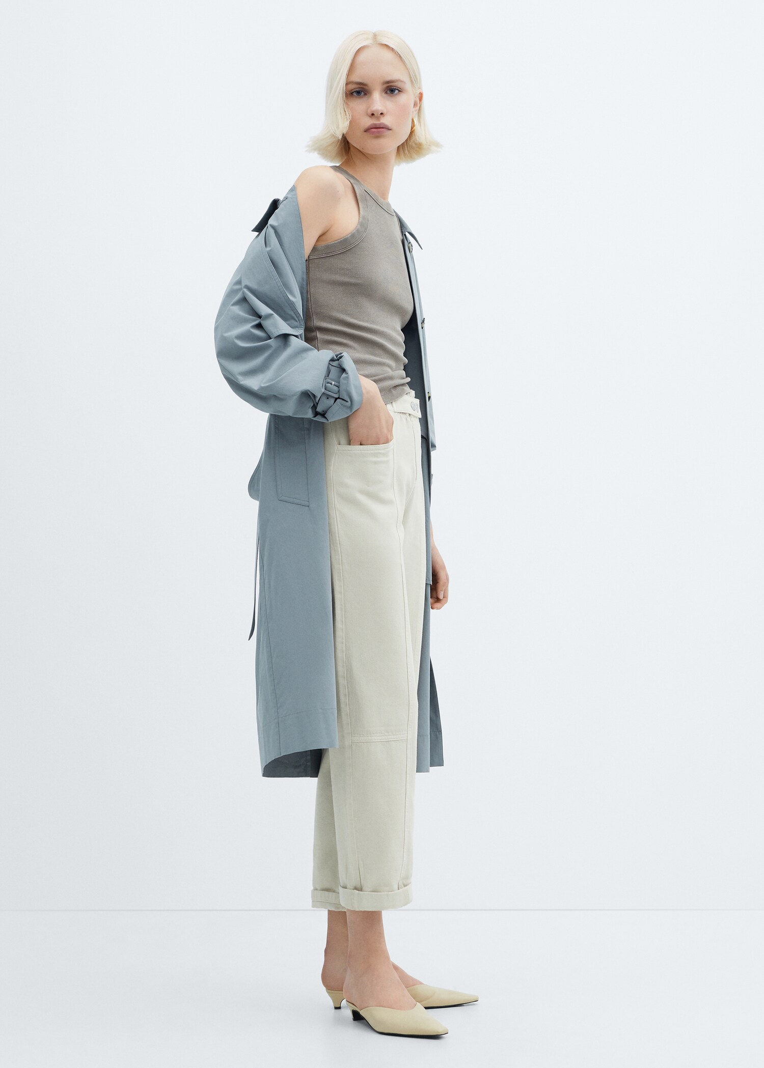 Washed ribbed cotton top - General plane