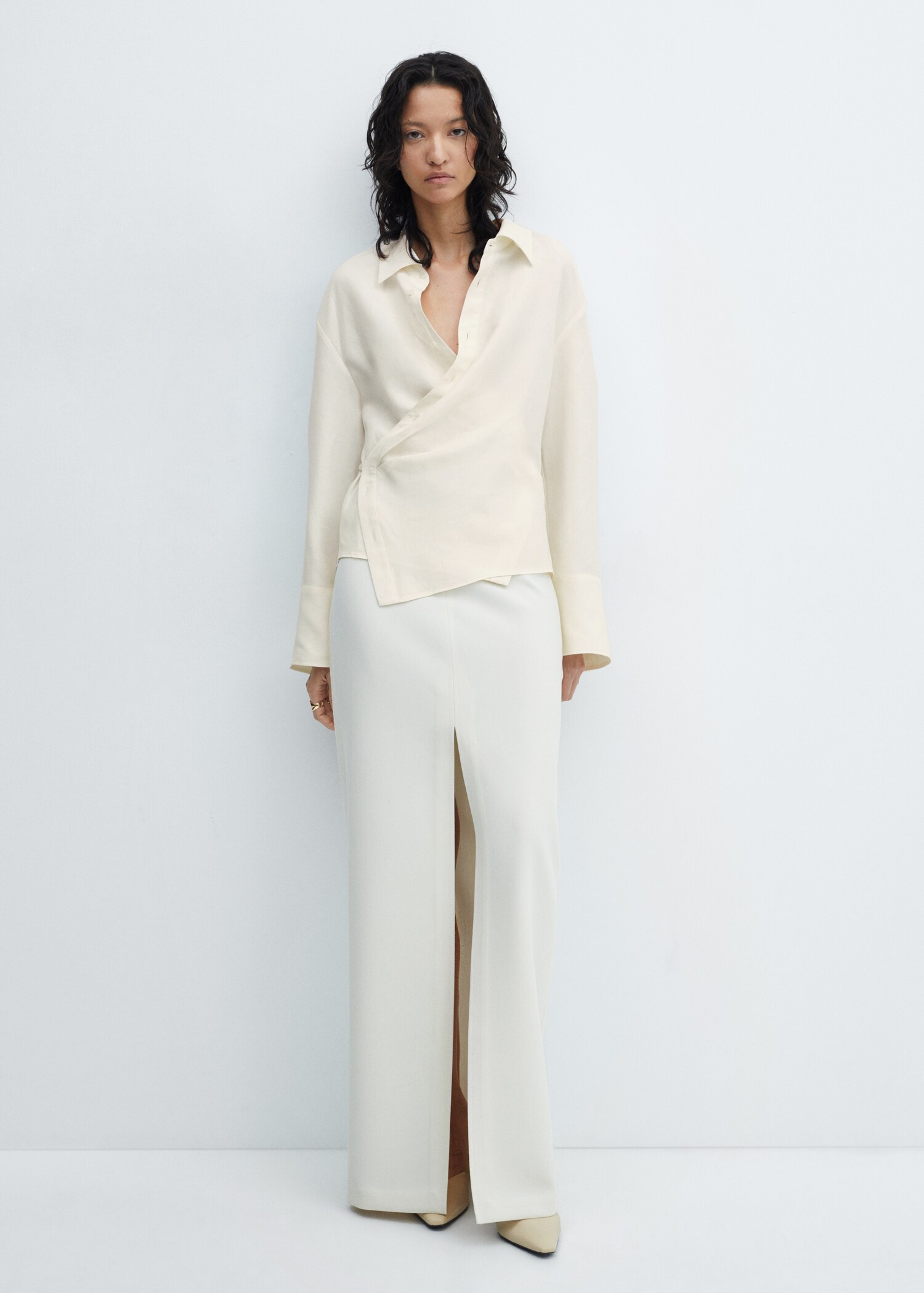 Wrap linen-blend shirt - General plane