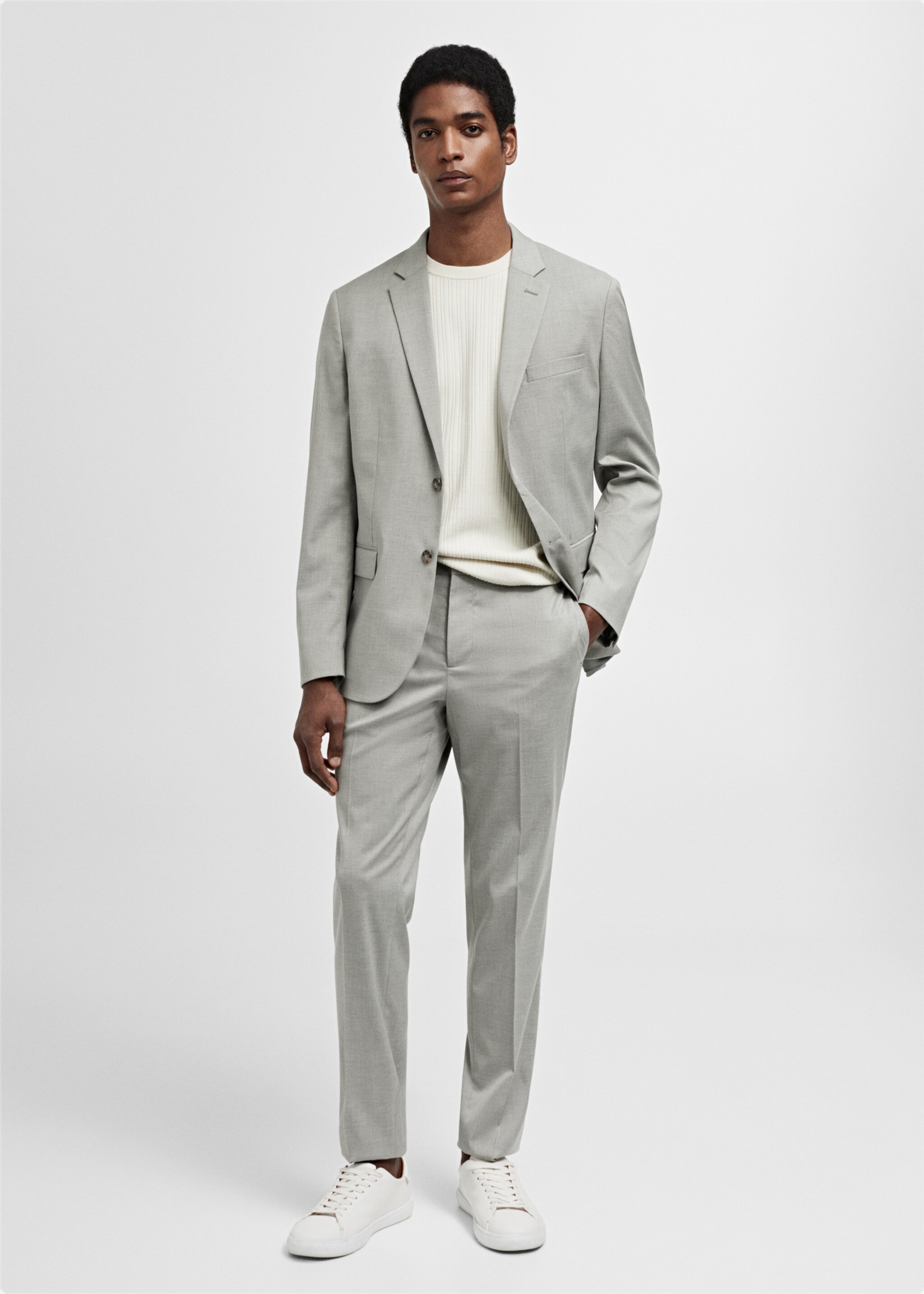 Stretch fabric super slim-fit suit trousers - General plane