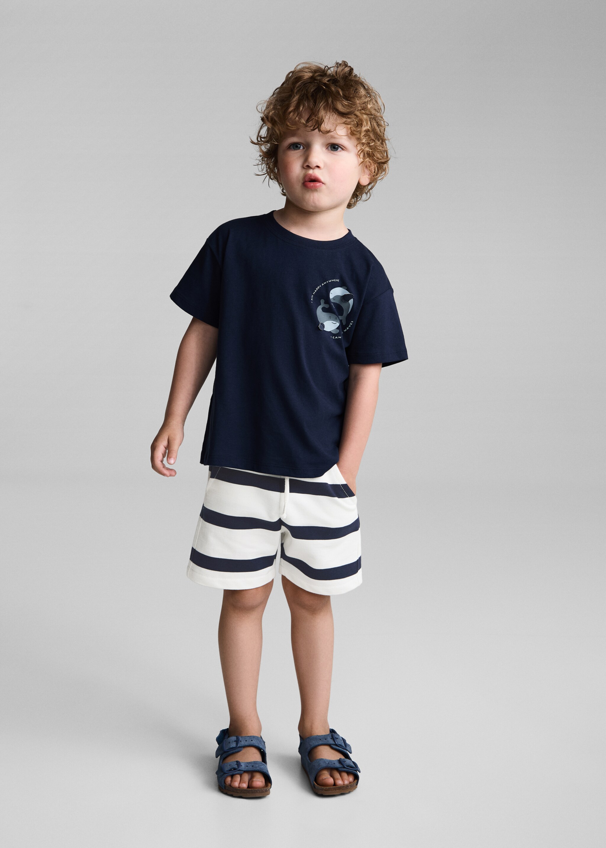 Striped cotton Bermuda shorts - General plane