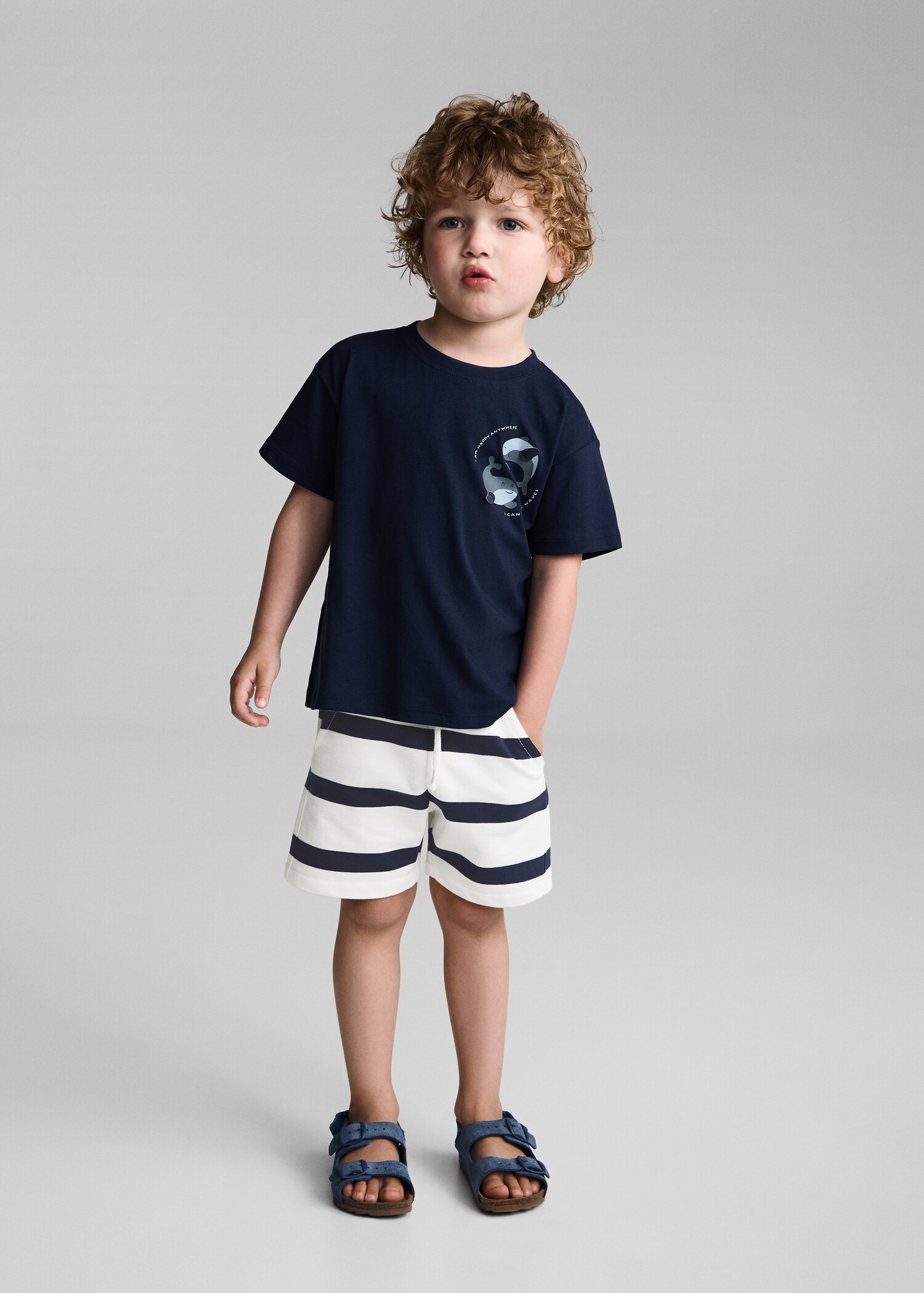 Striped cotton Bermuda shorts - General plane