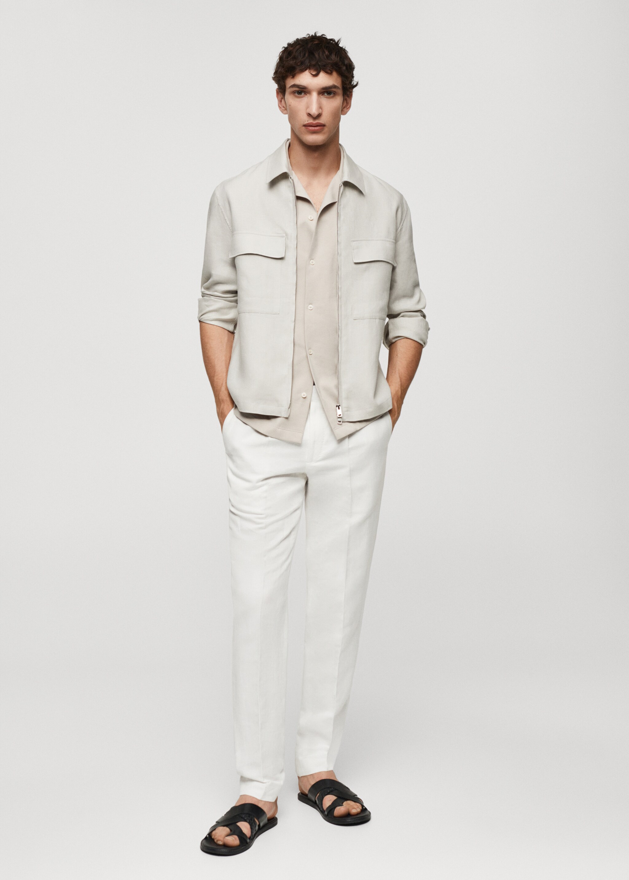 Overshirt din in 100% cu buzunare - Plan general
