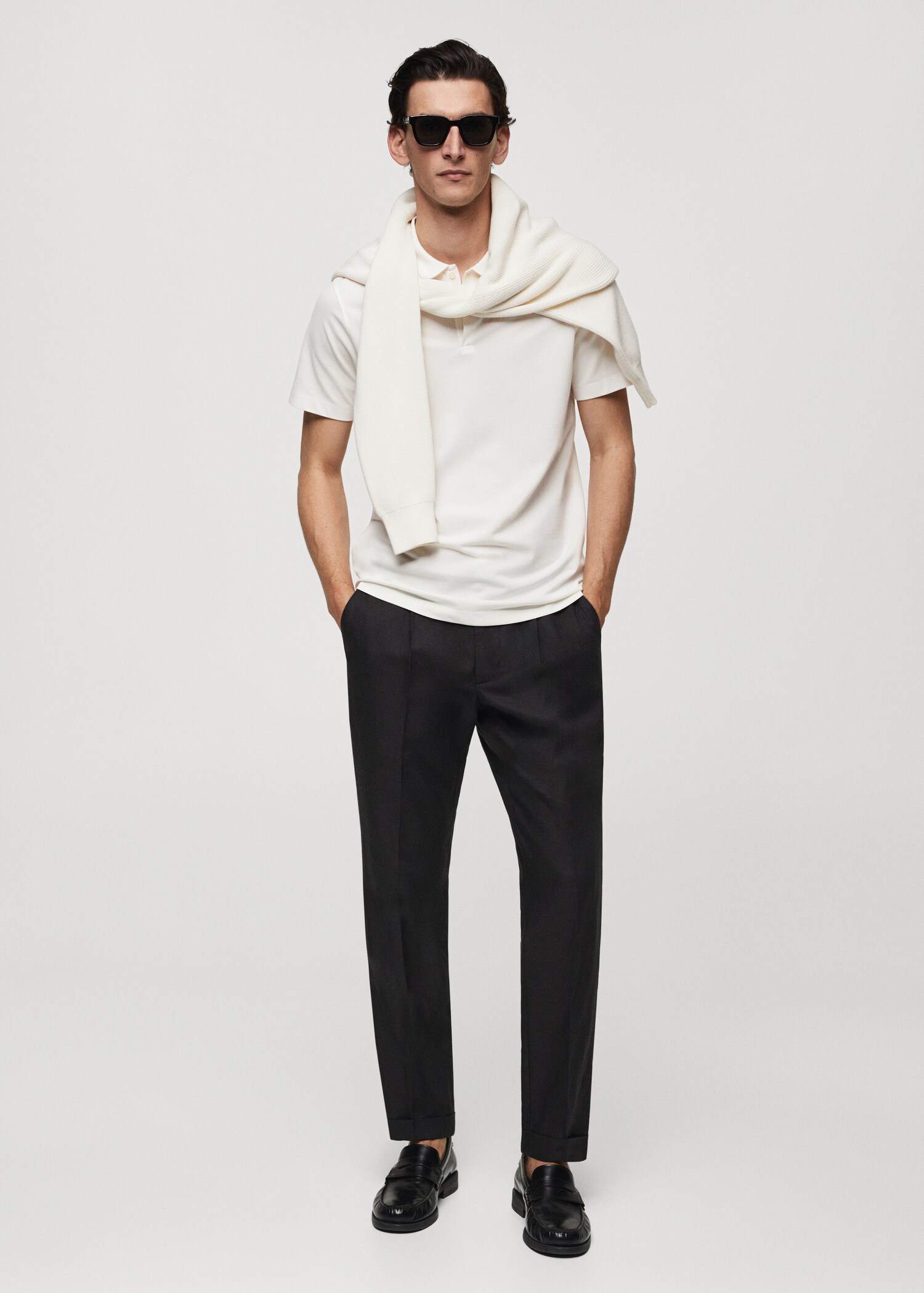 Πόλο slim fit βαμβάκι πικέ υφή - Γενικό πλάνο