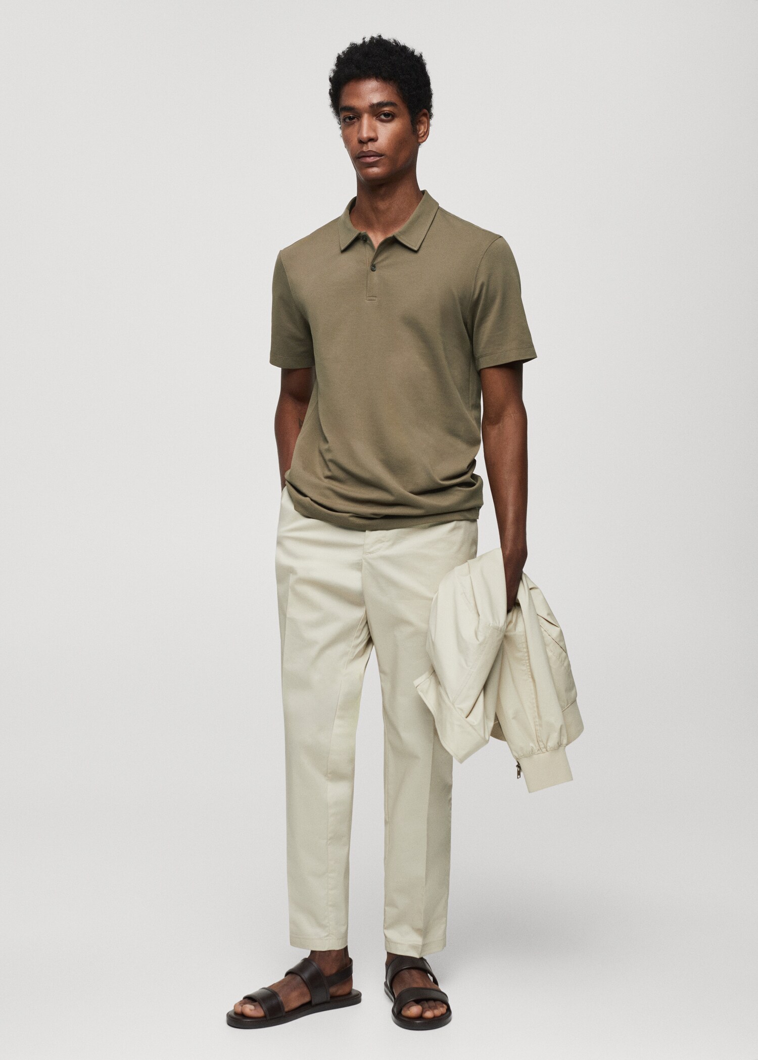 Πόλο slim fit βαμβάκι πικέ υφή - Γενικό πλάνο