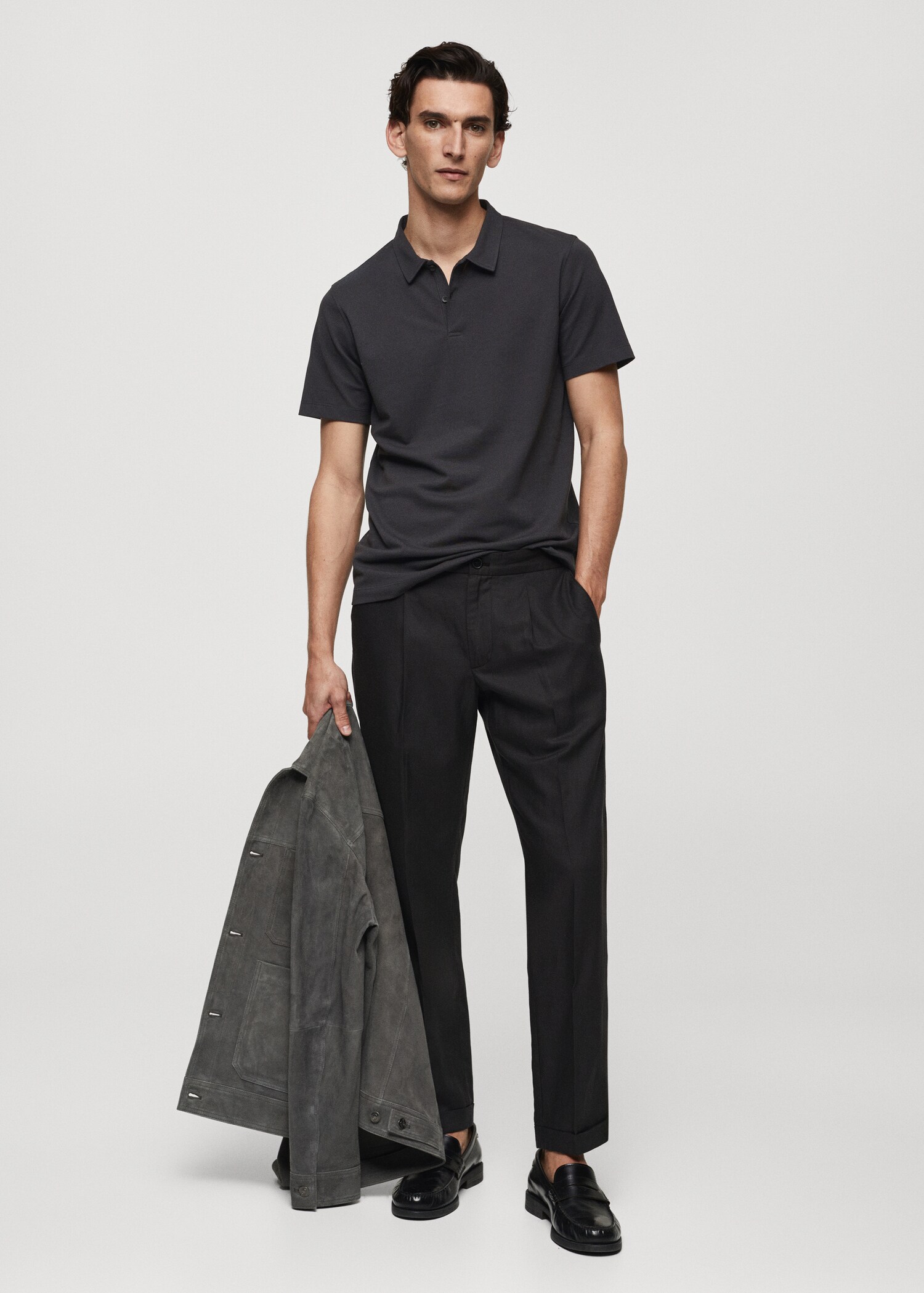Πόλο slim fit βαμβάκι πικέ υφή - Γενικό πλάνο
