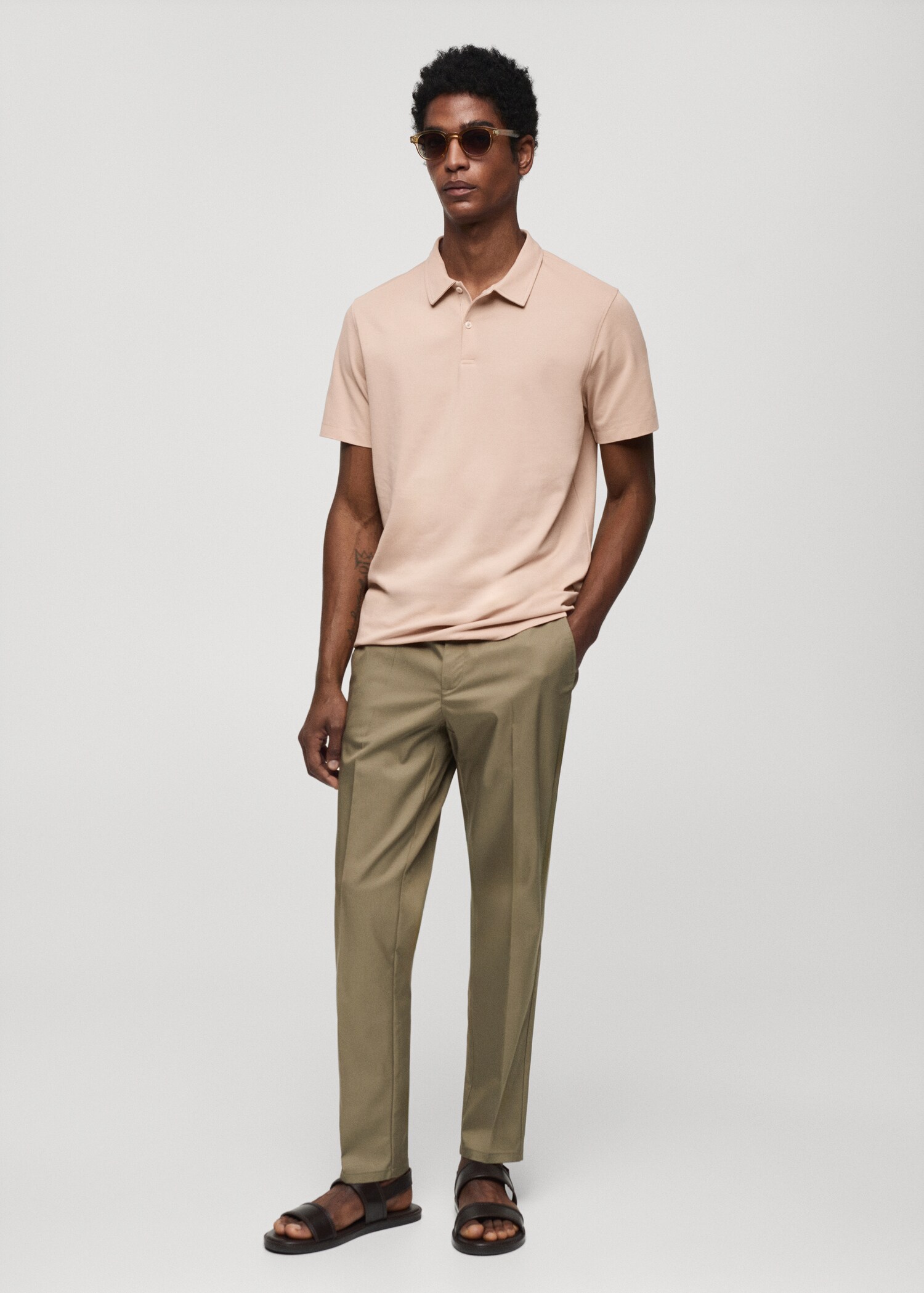 Πόλο slim fit βαμβάκι πικέ υφή - Γενικό πλάνο