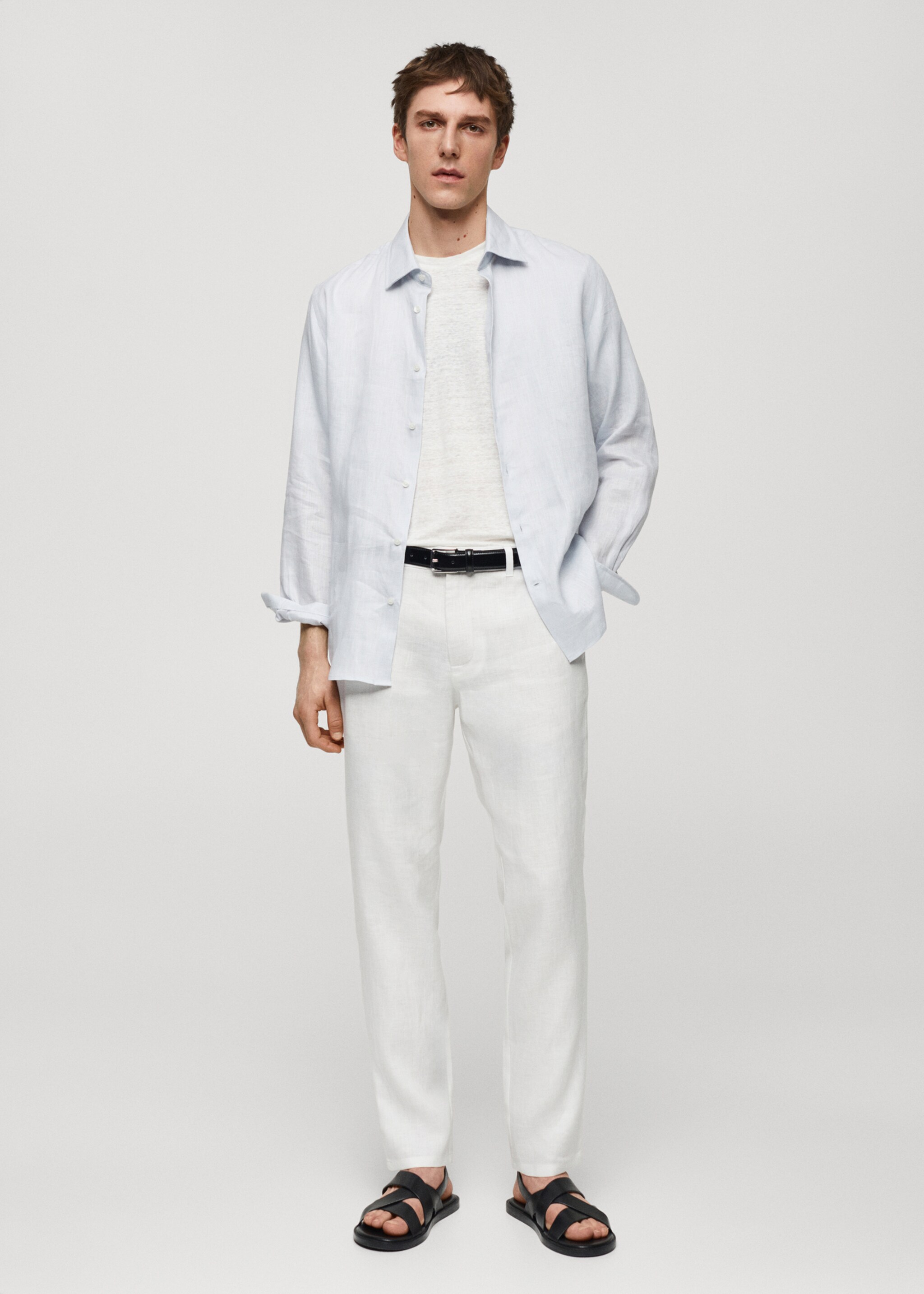 Slim-fit 100% linen trousers - General plane