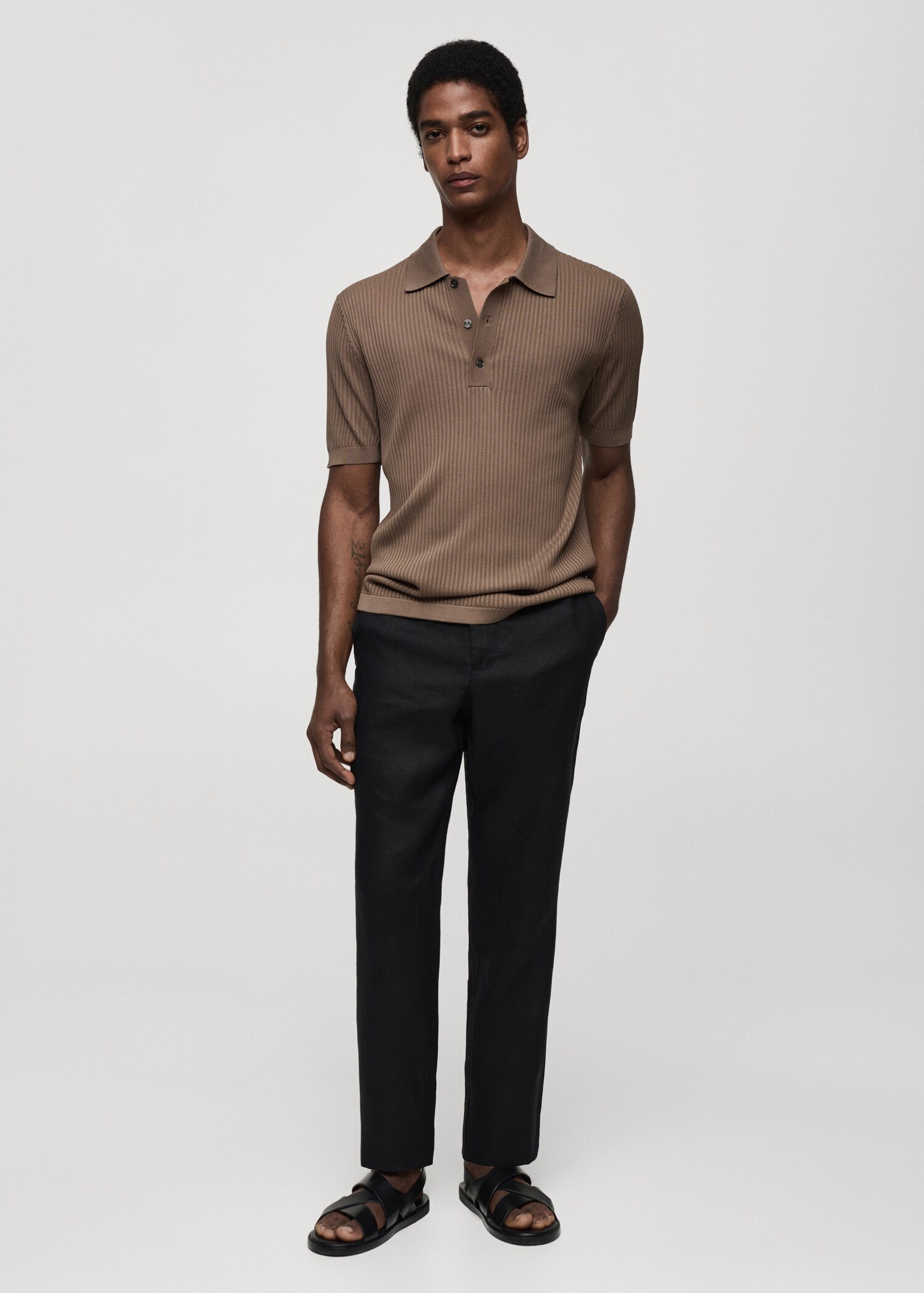 Slim-fit 100% linen trousers - General plane