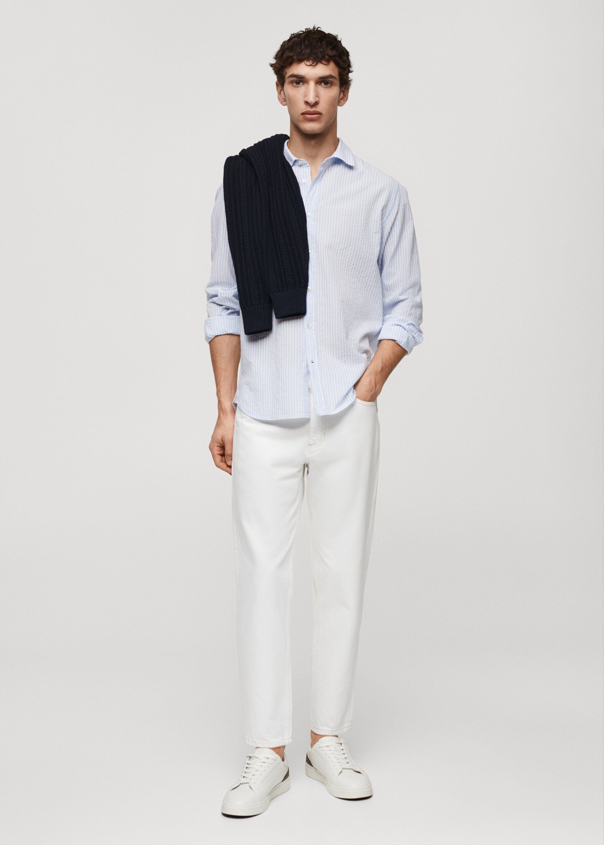 Classic-fit seersucker cotton shirt - General plane