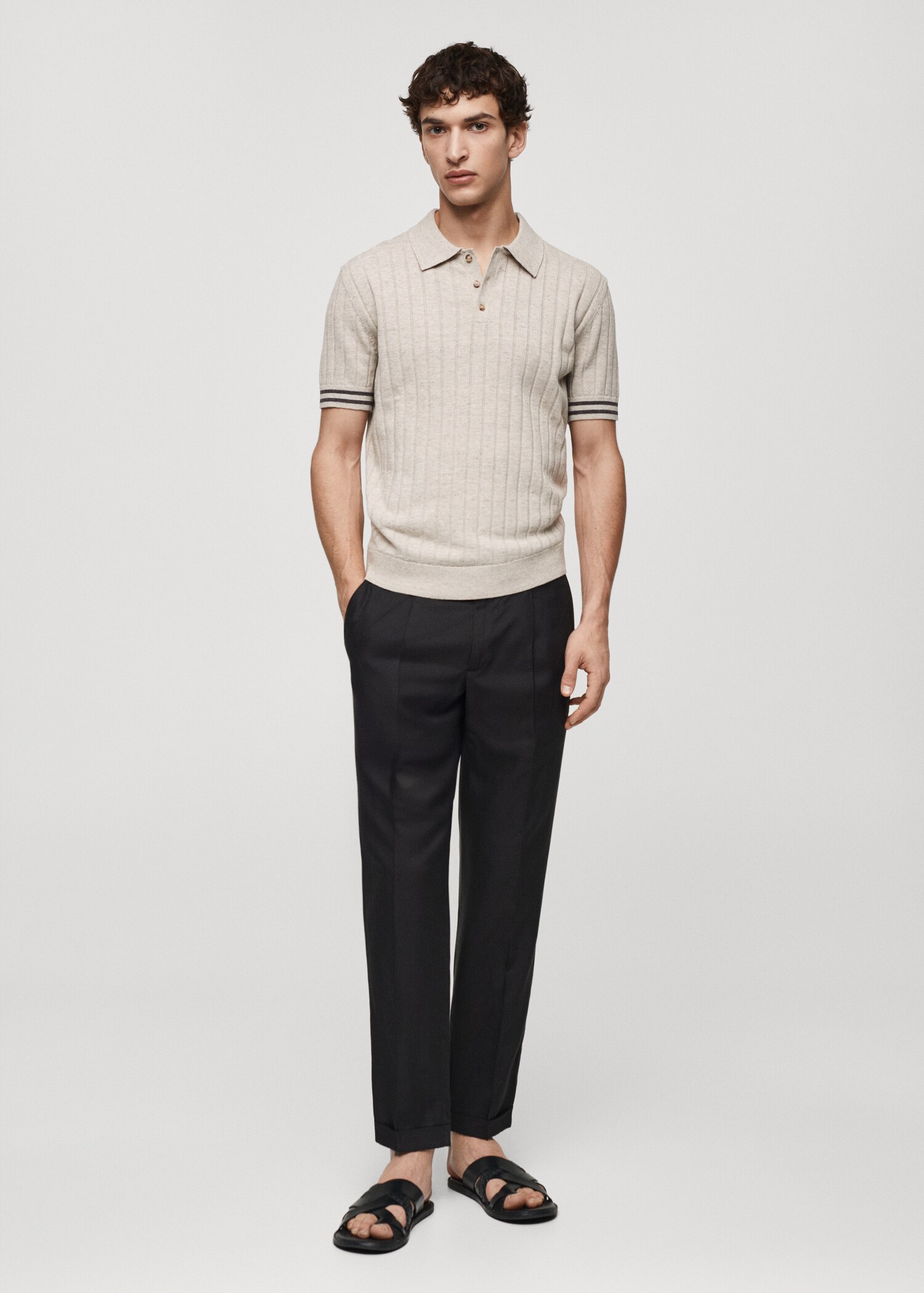 Ribbed knit polo shirt - General plane
