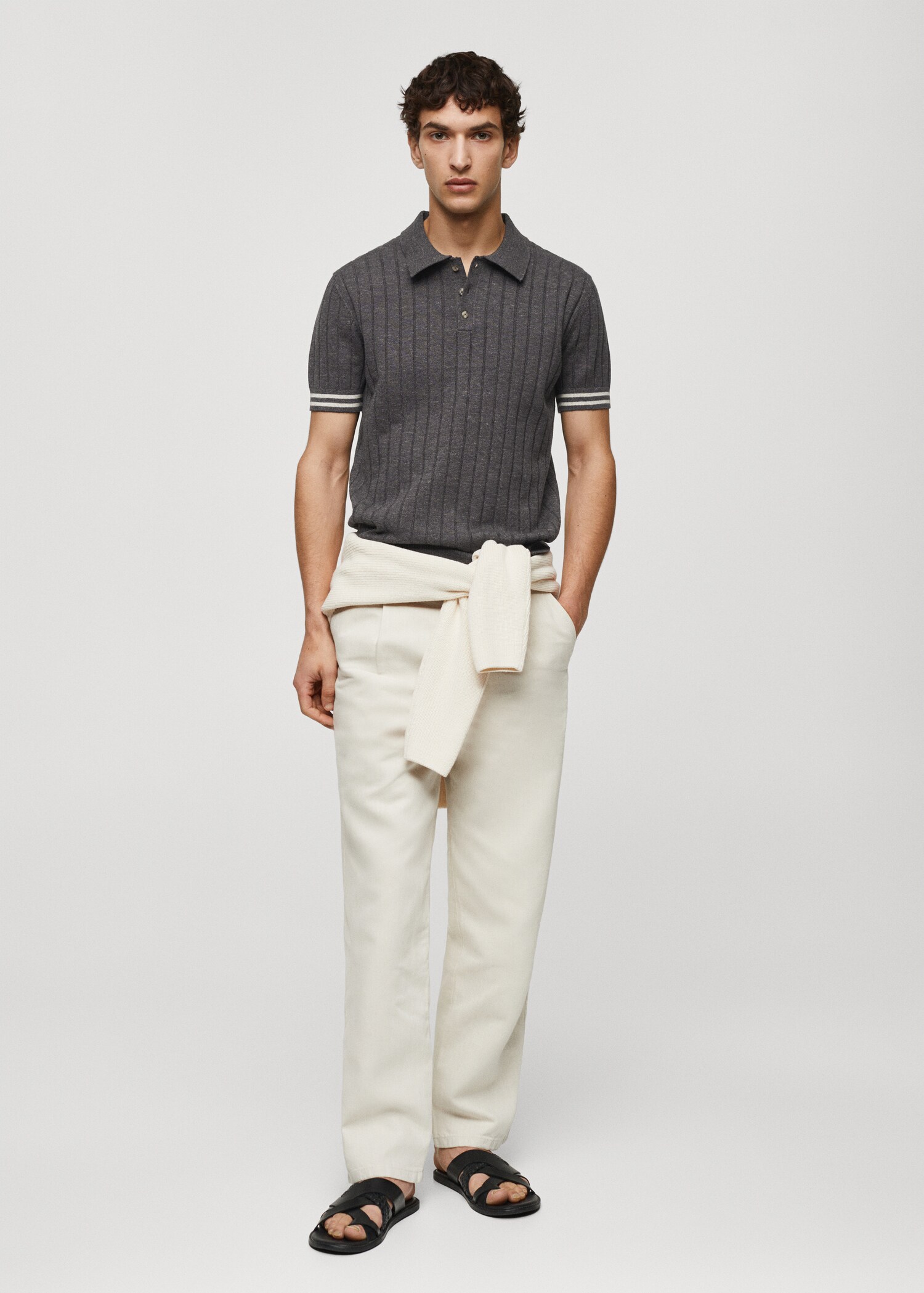 Ribbed knit polo shirt - General plane