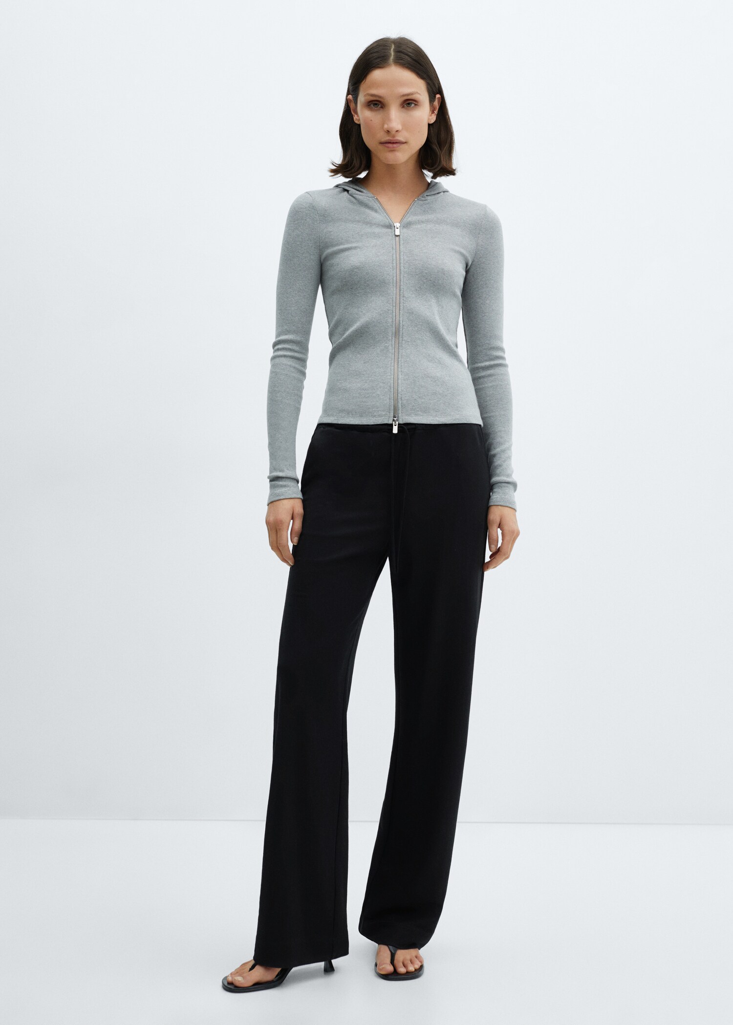 Wideleg broek met elastische tailleband - Overzichtstekening