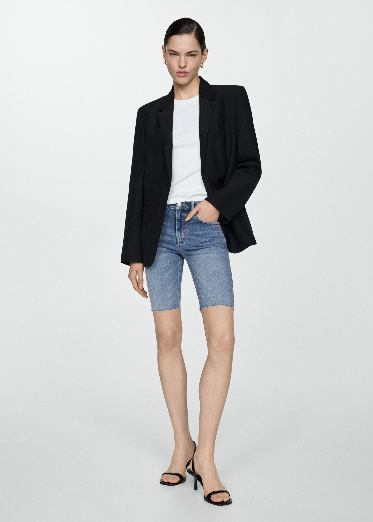 Slim-fit denim bermuda shorts - General plane
