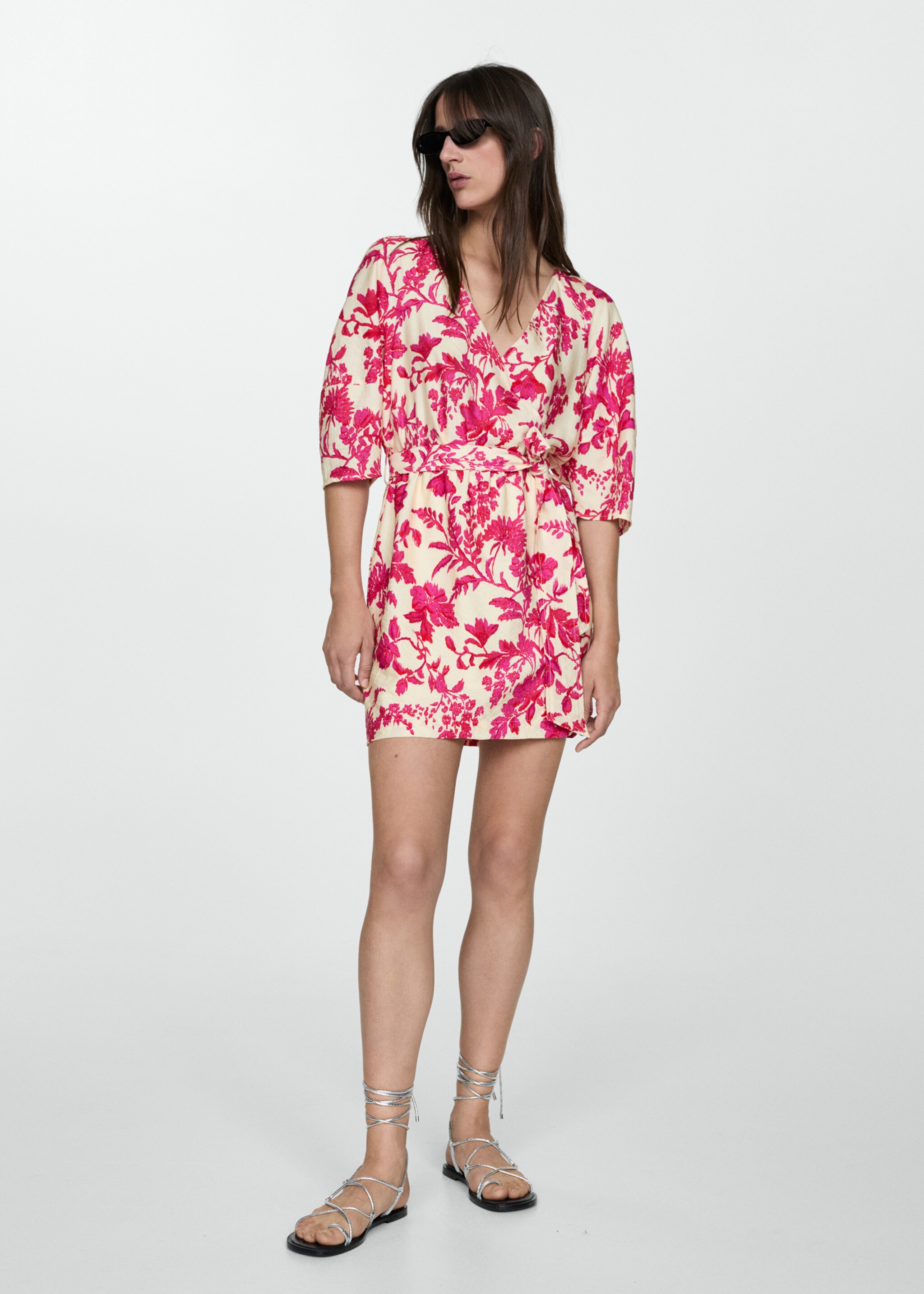 Floral-print wrap dress - General plane