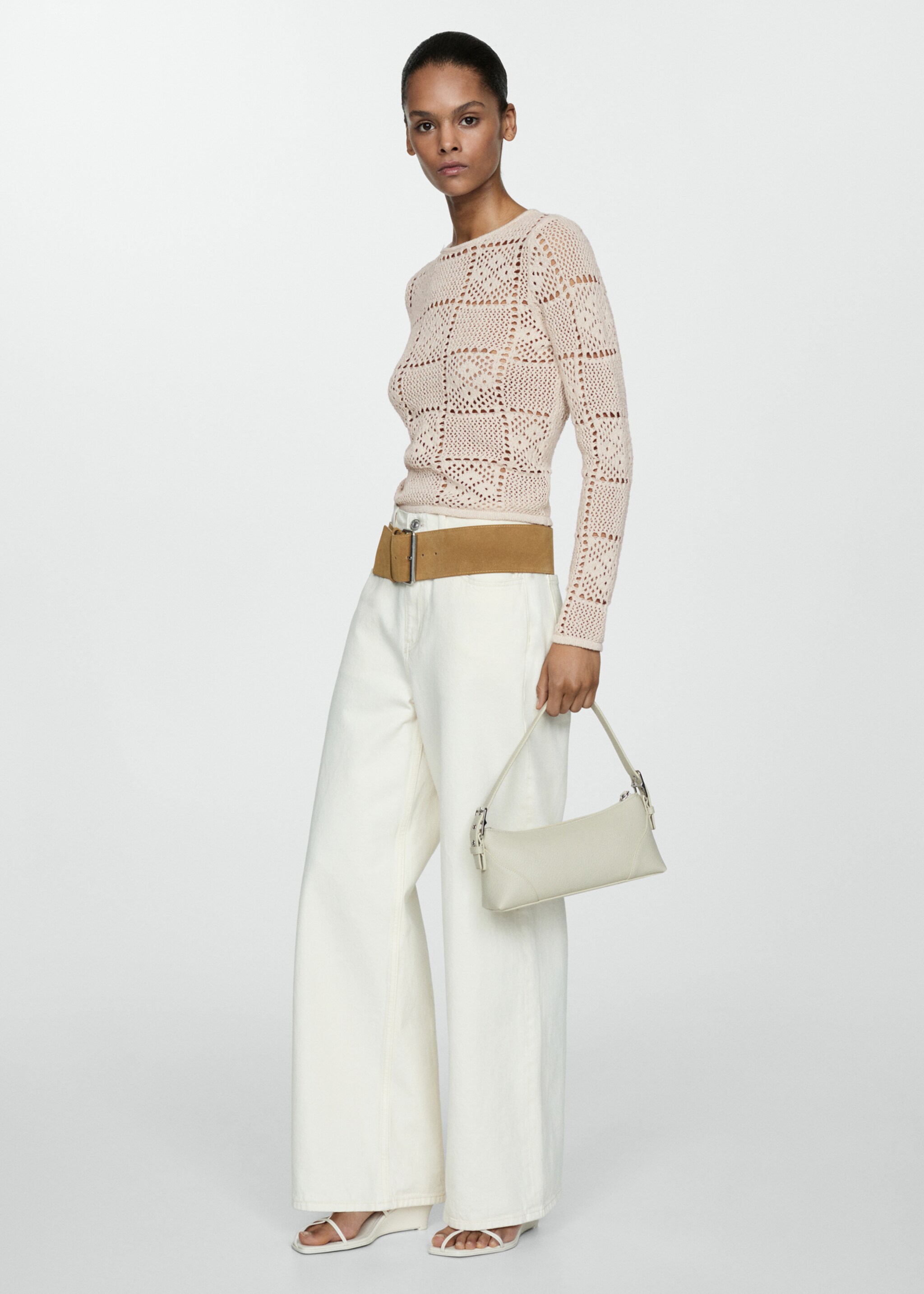 Crochet sweater with openwork details - General plane
