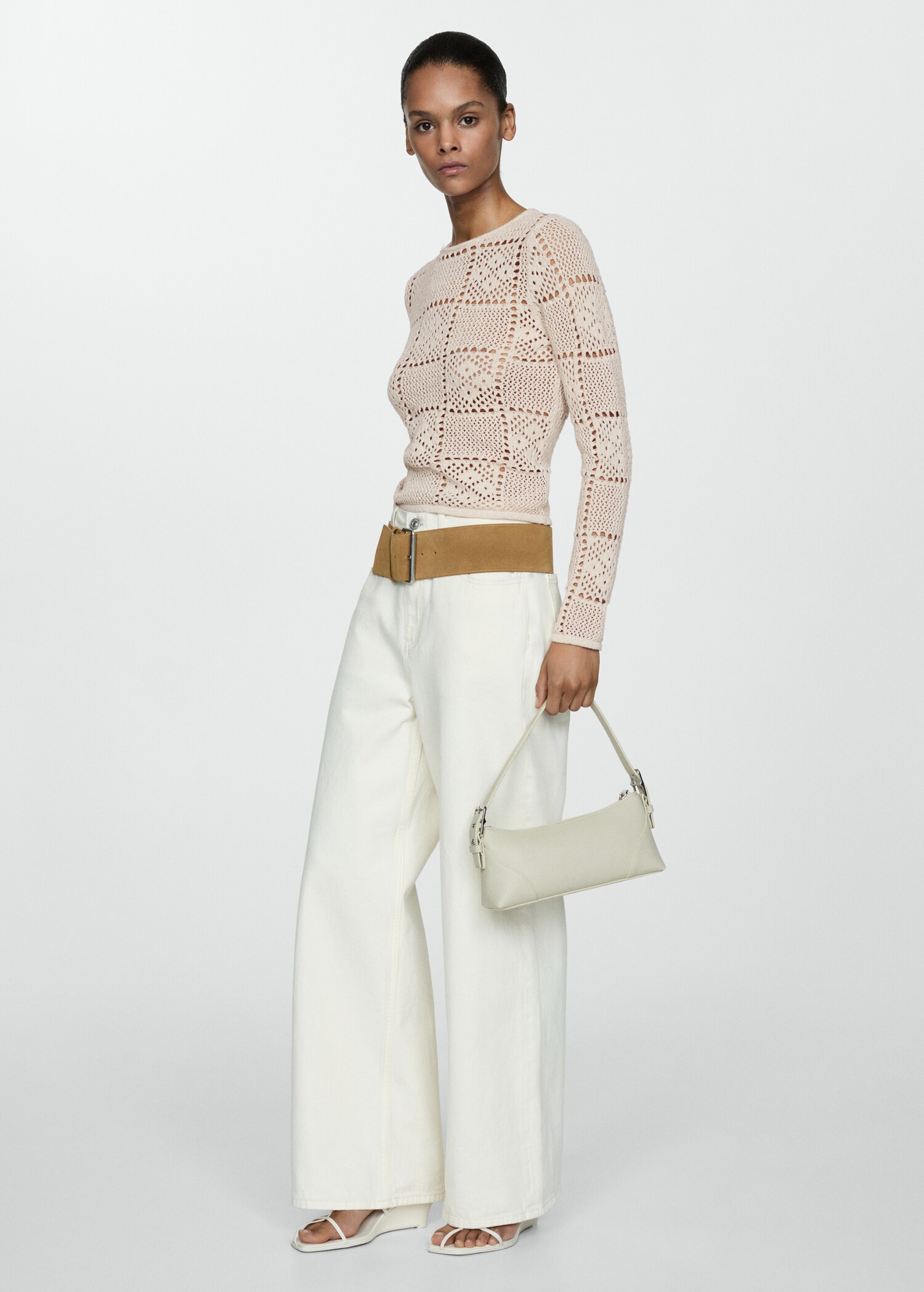 Pull-over crochet détails ajourés - Plan général